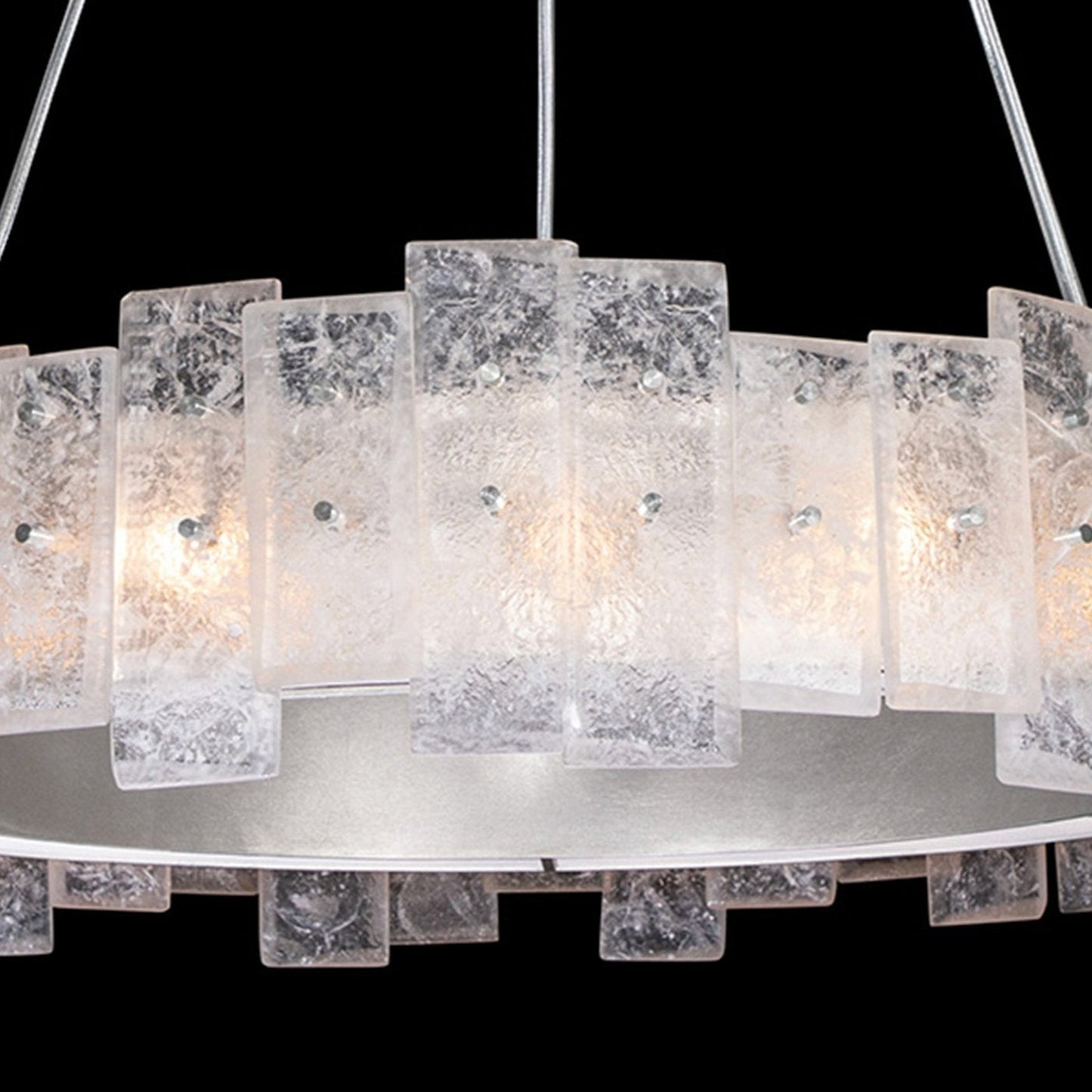 33 Inch Soft Gold and Silver Cast Glass Pendant Light