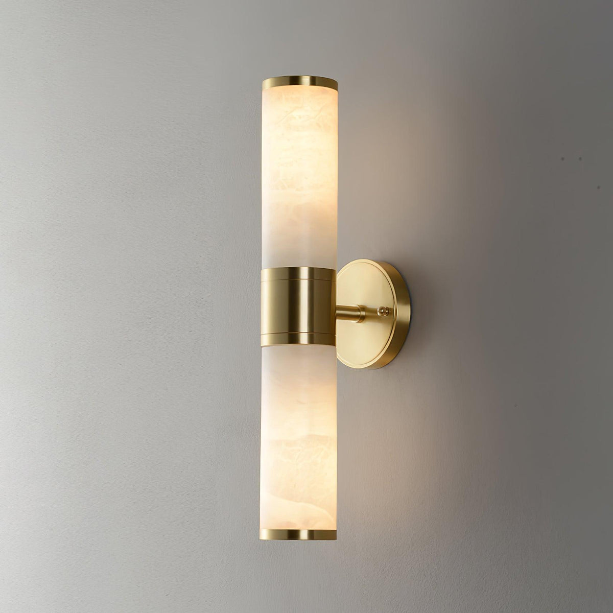 Antique Brass Double Alabaster Wall Light