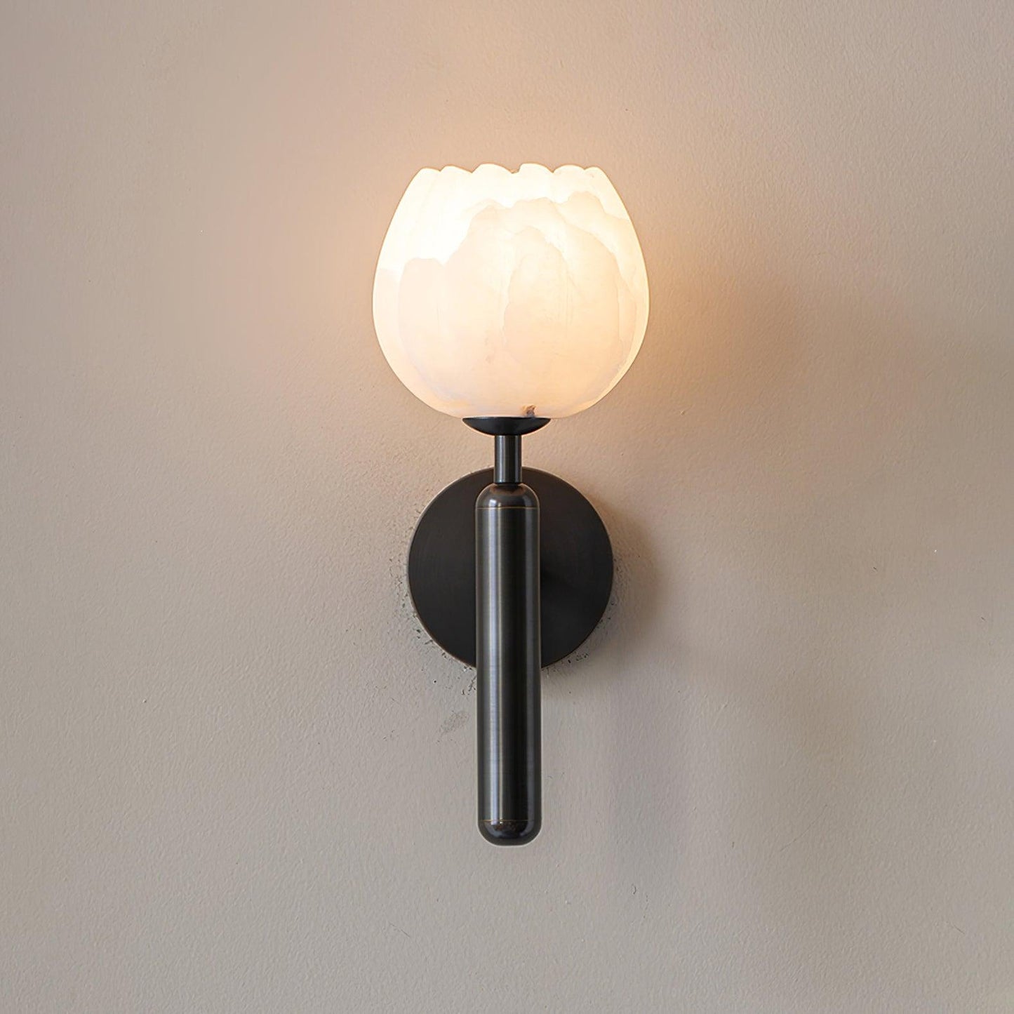 Brass and Alabaster Botanical Wall Light