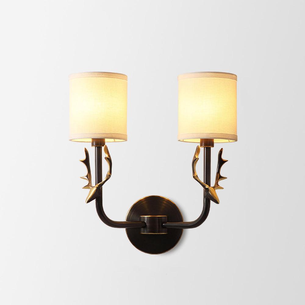 Brass Deer Head Two-Light Wall Sconce