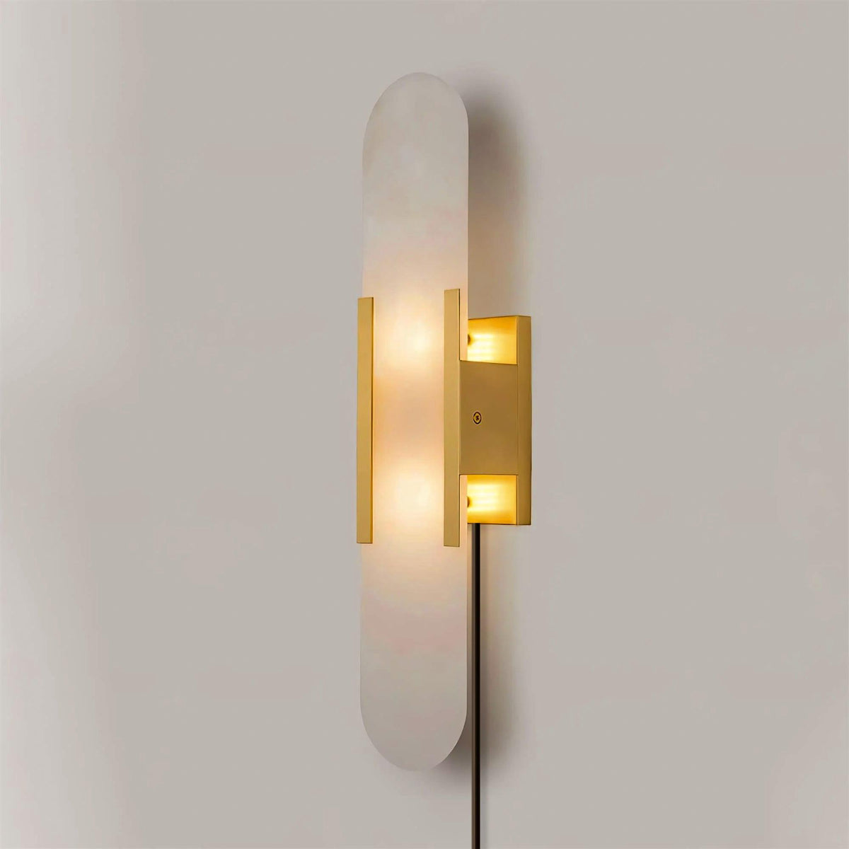Elongated Alabaster Plug-In Wall Light