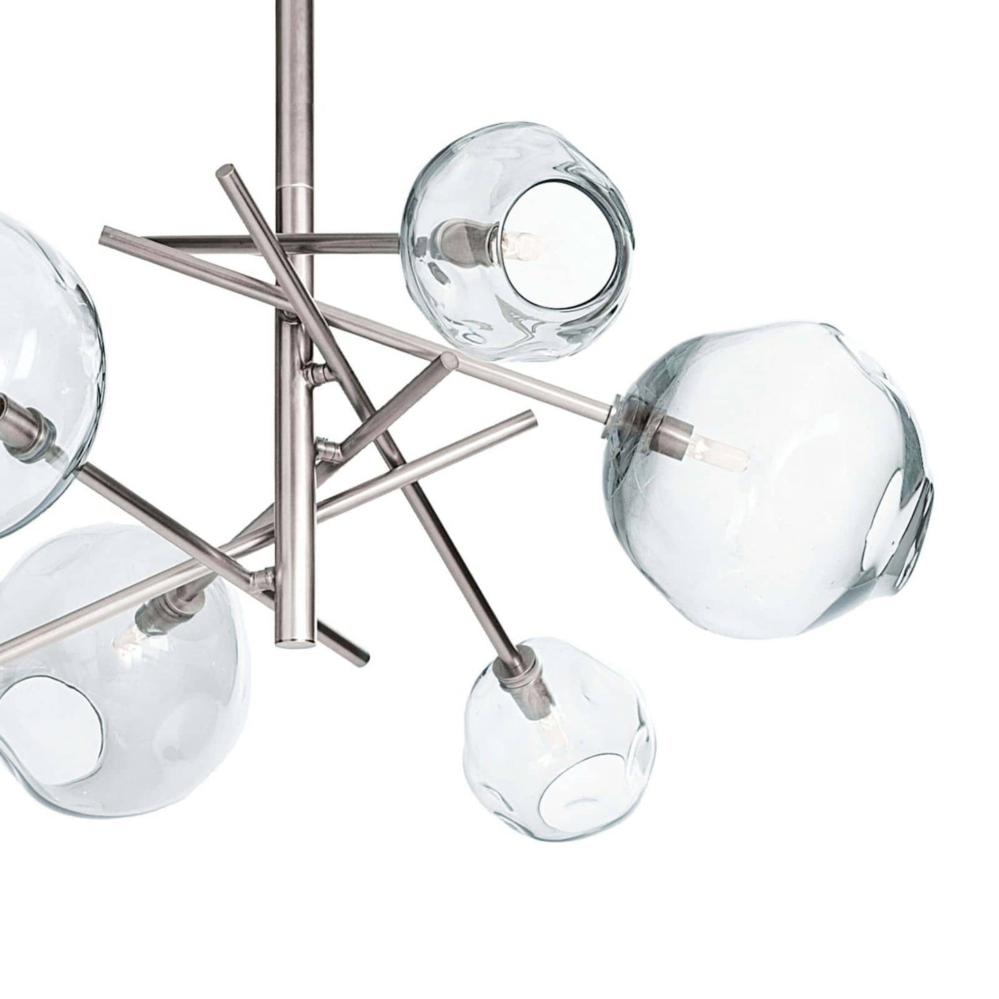 Smoked Glass and Brass Linear Chandelier
