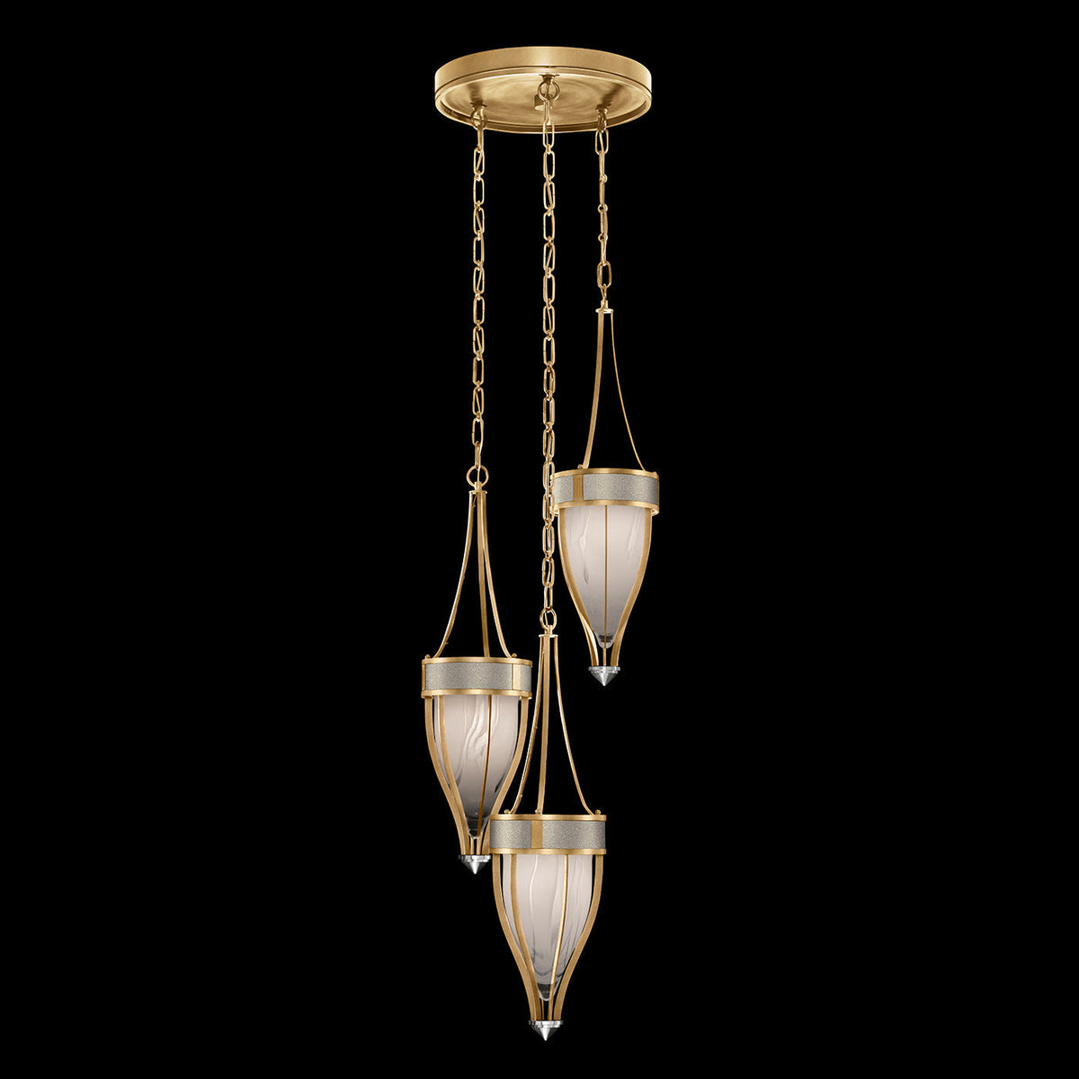 17.5 Inch Handblown Glass and Shagreen Pendant Light