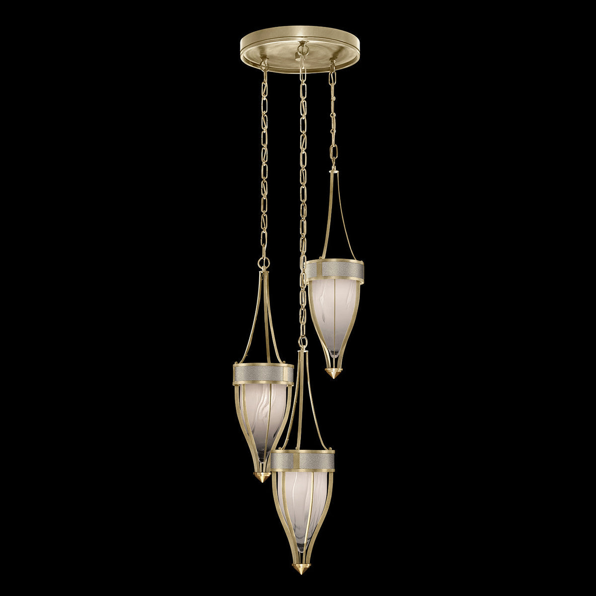 17.5 Inch Handblown Glass and Shagreen Pendant Light