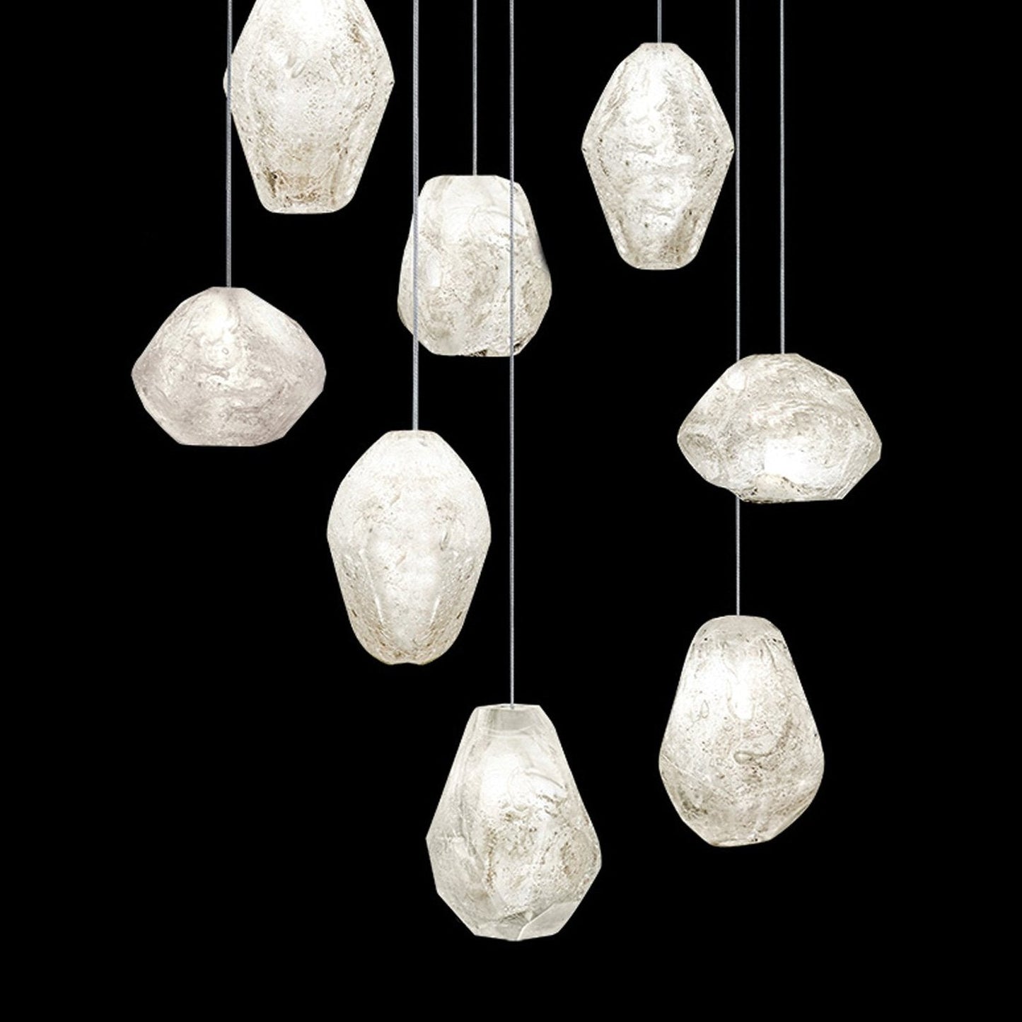 22 Inch Clear Quartz Glass Drop Pendant / Silver