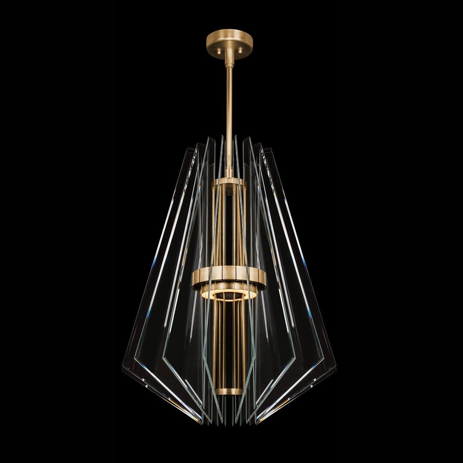 28 Inch Gold Leaf Crystal Plane Pendant Light / Down / Gold