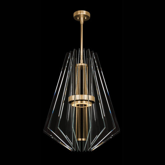 28 Inch Gold Leaf Crystal Plane Pendant Light / Down / Gold