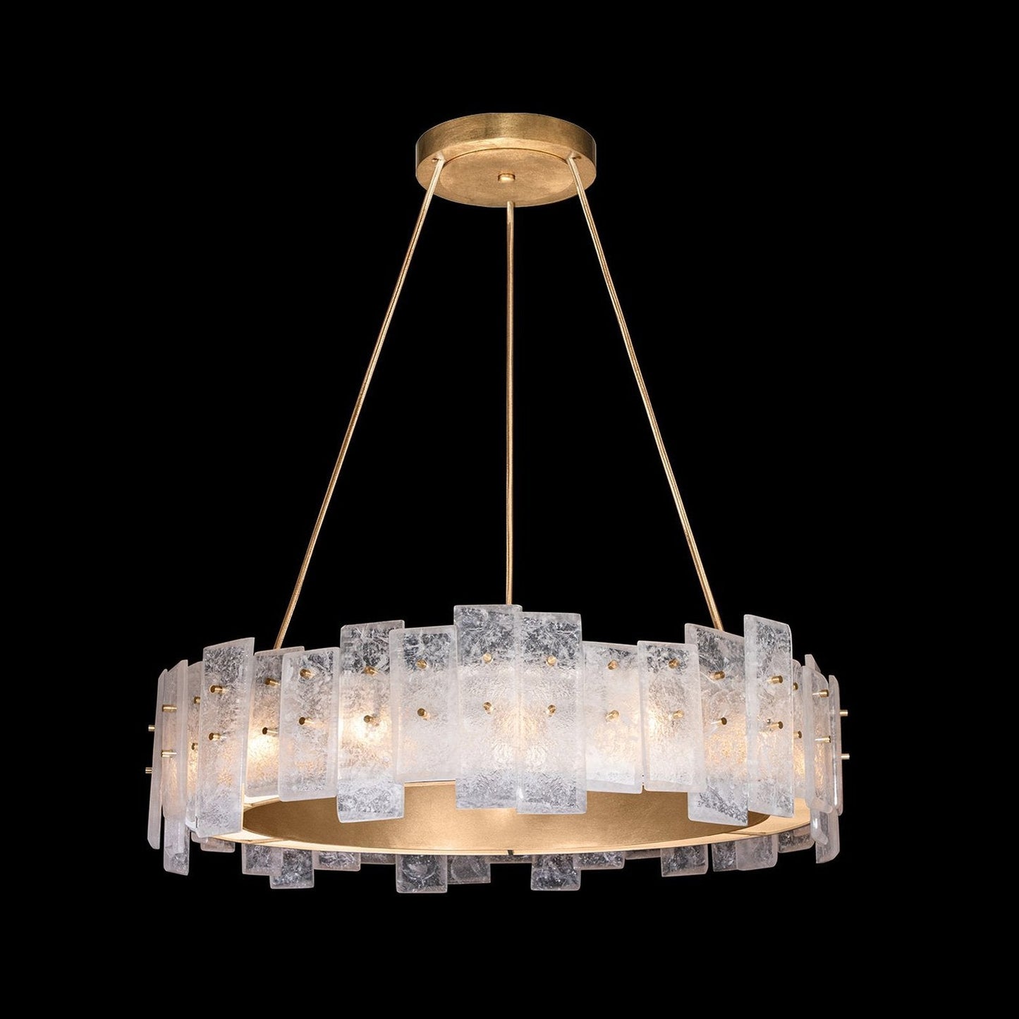 33 Inch Soft Gold and Silver Cast Glass Pendant Light / Gold