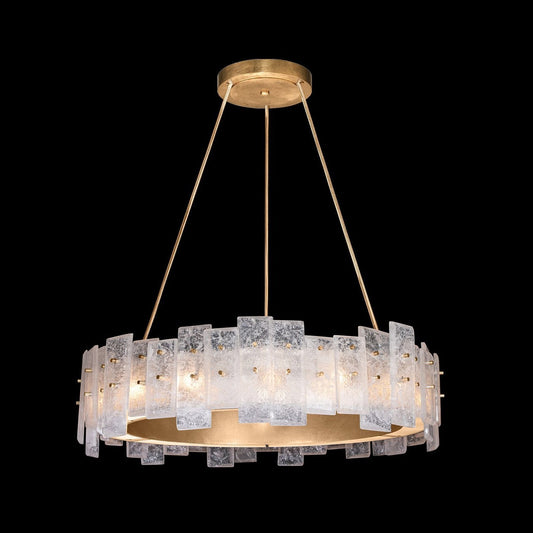 33 Inch Soft Gold and Silver Cast Glass Pendant Light / Gold