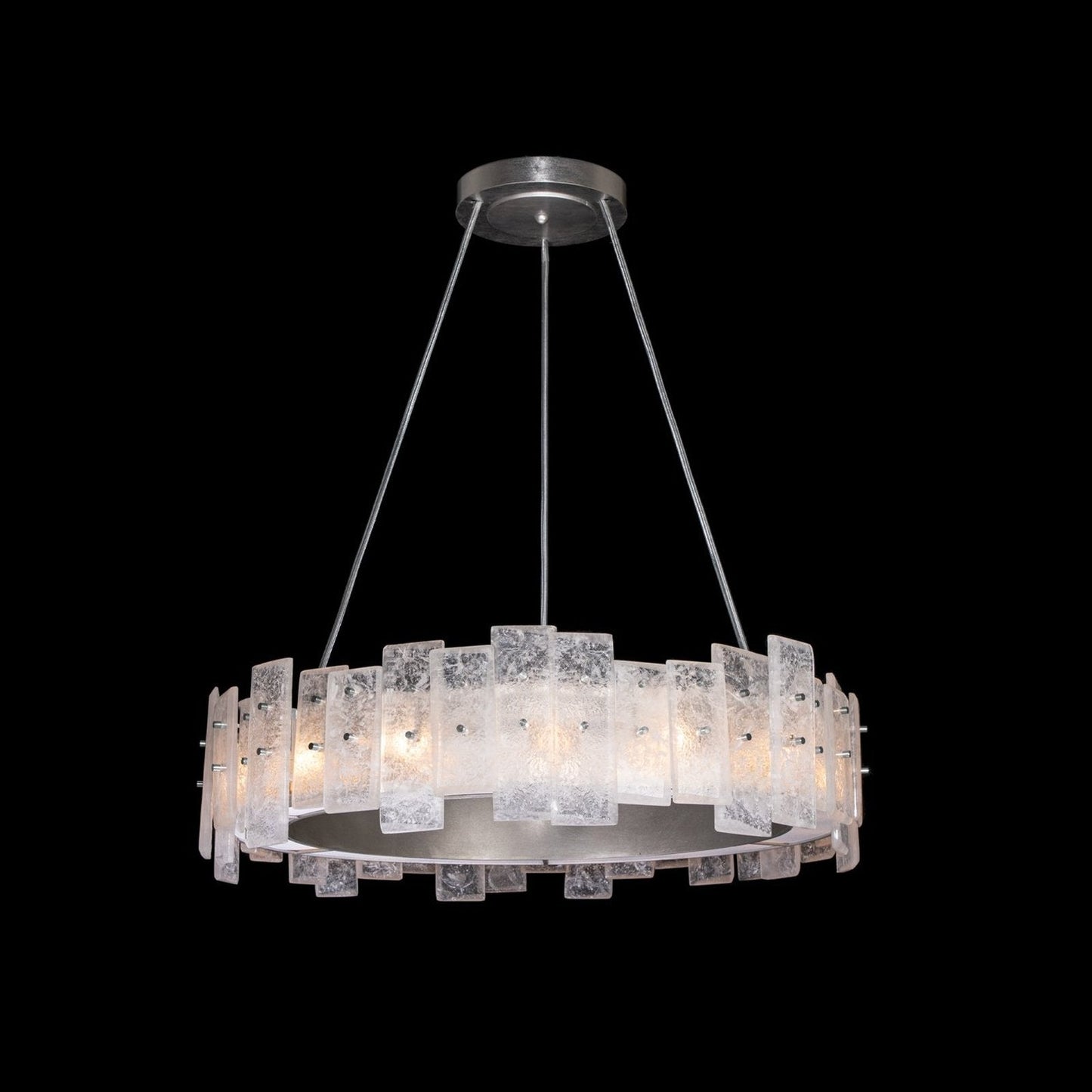 33 Inch Soft Gold and Silver Cast Glass Pendant Light