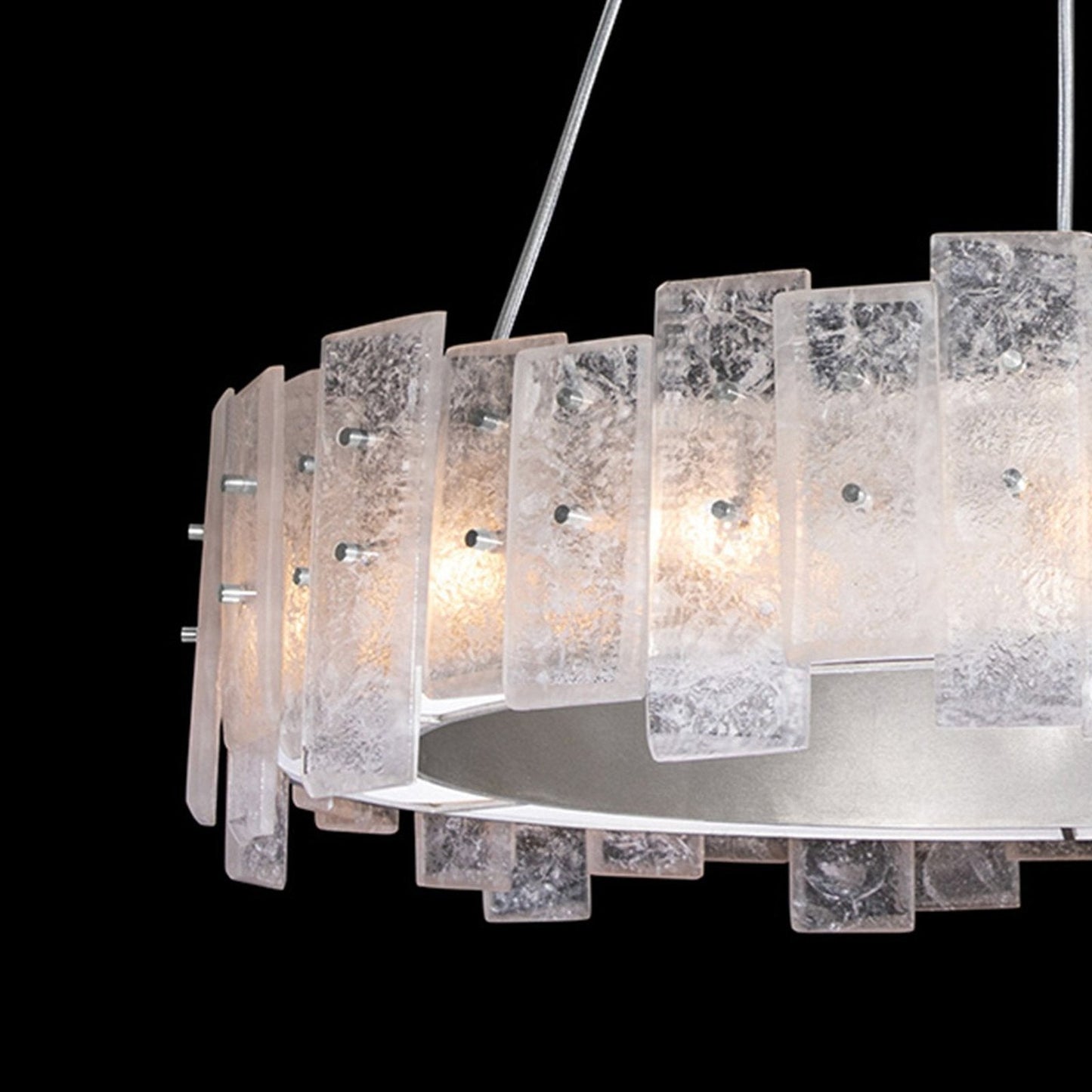 33 Inch Soft Gold and Silver Cast Glass Pendant Light