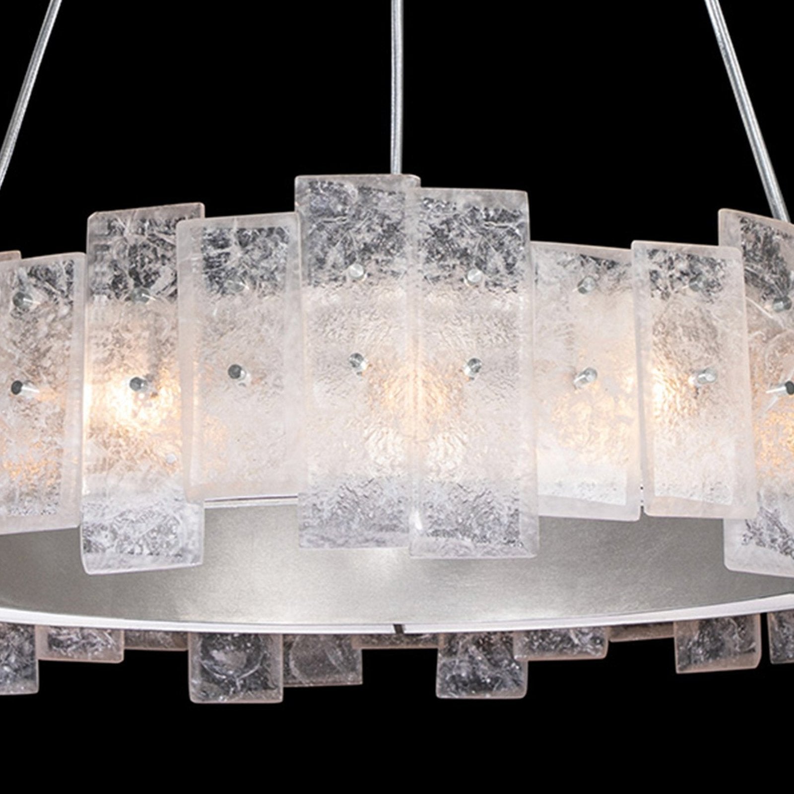 33 Inch Soft Gold and Silver Cast Glass Pendant Light
