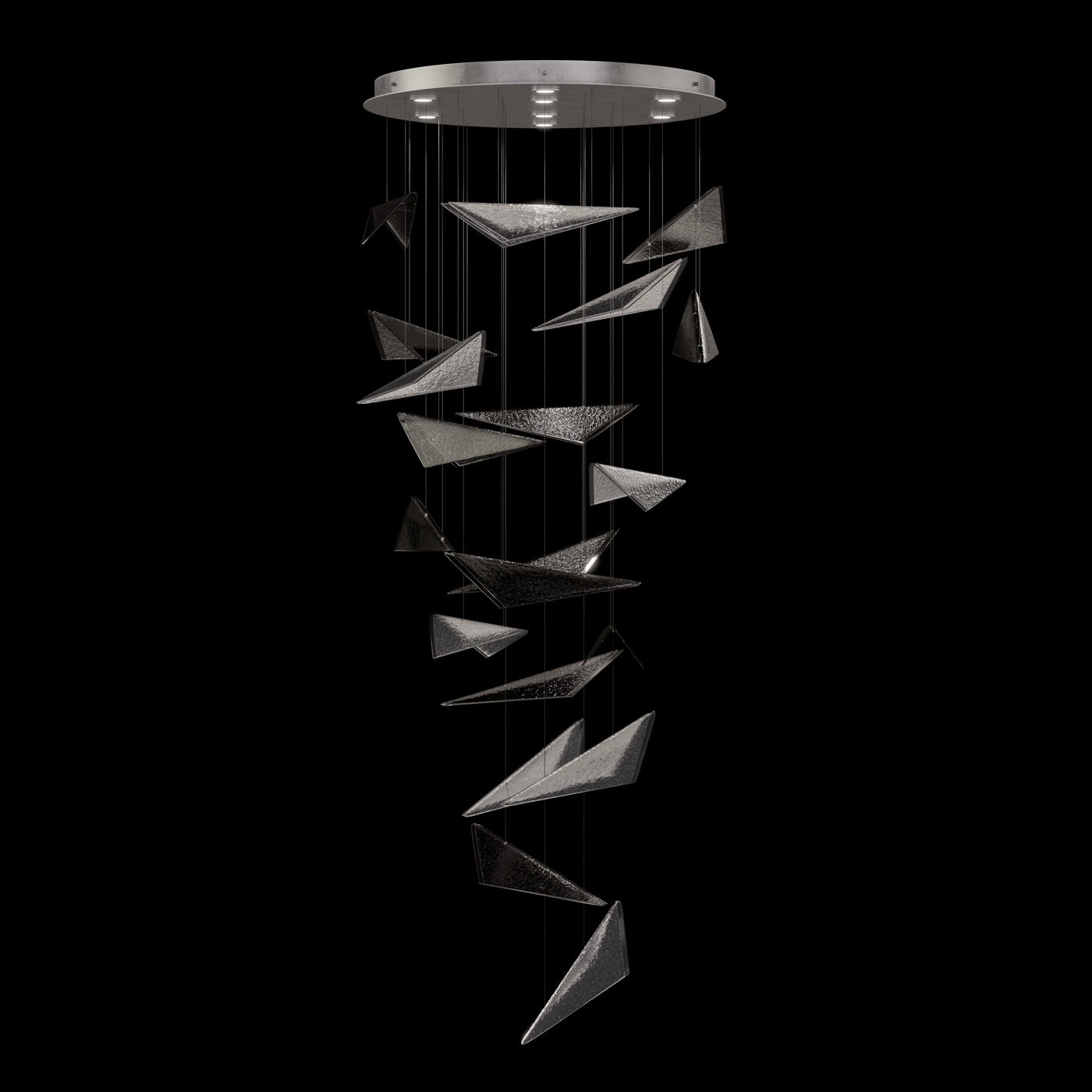 36 Inch Cascading Textured Glass Pendant Light