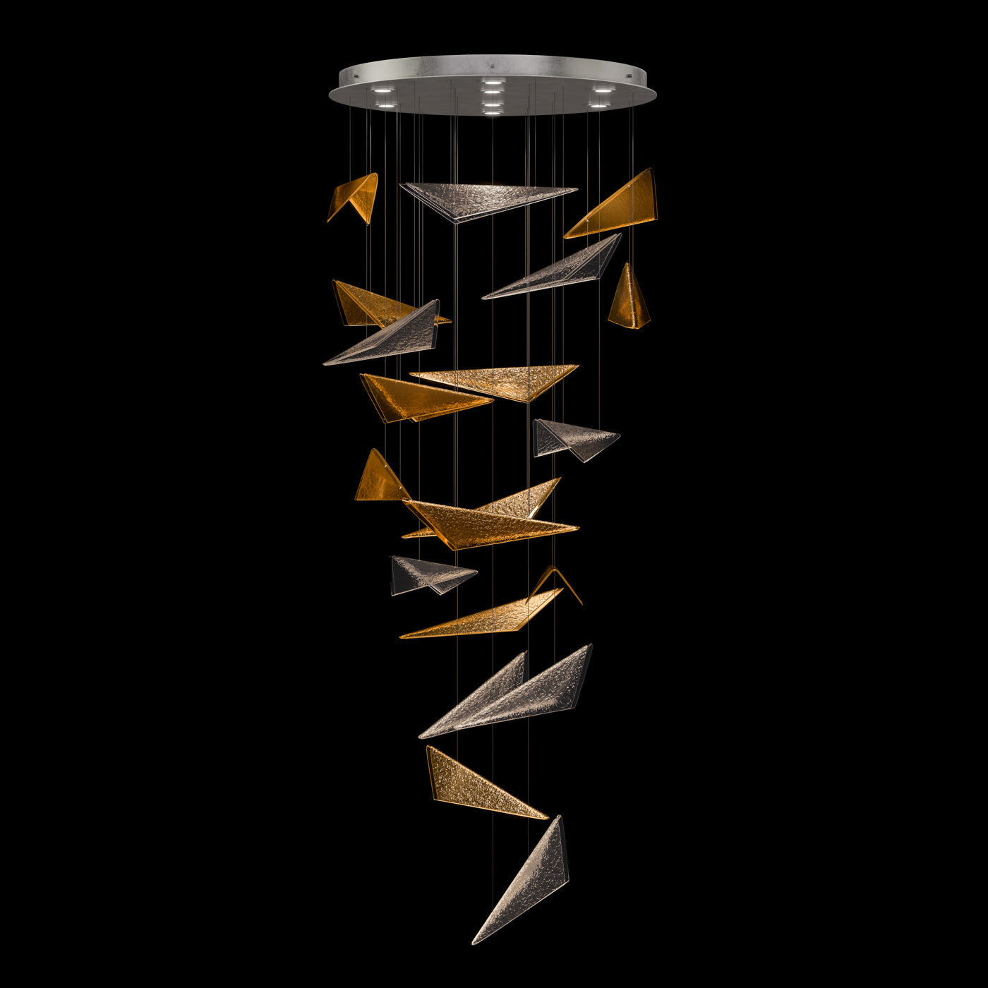 36 Inch Cascading Textured Glass Pendant Light