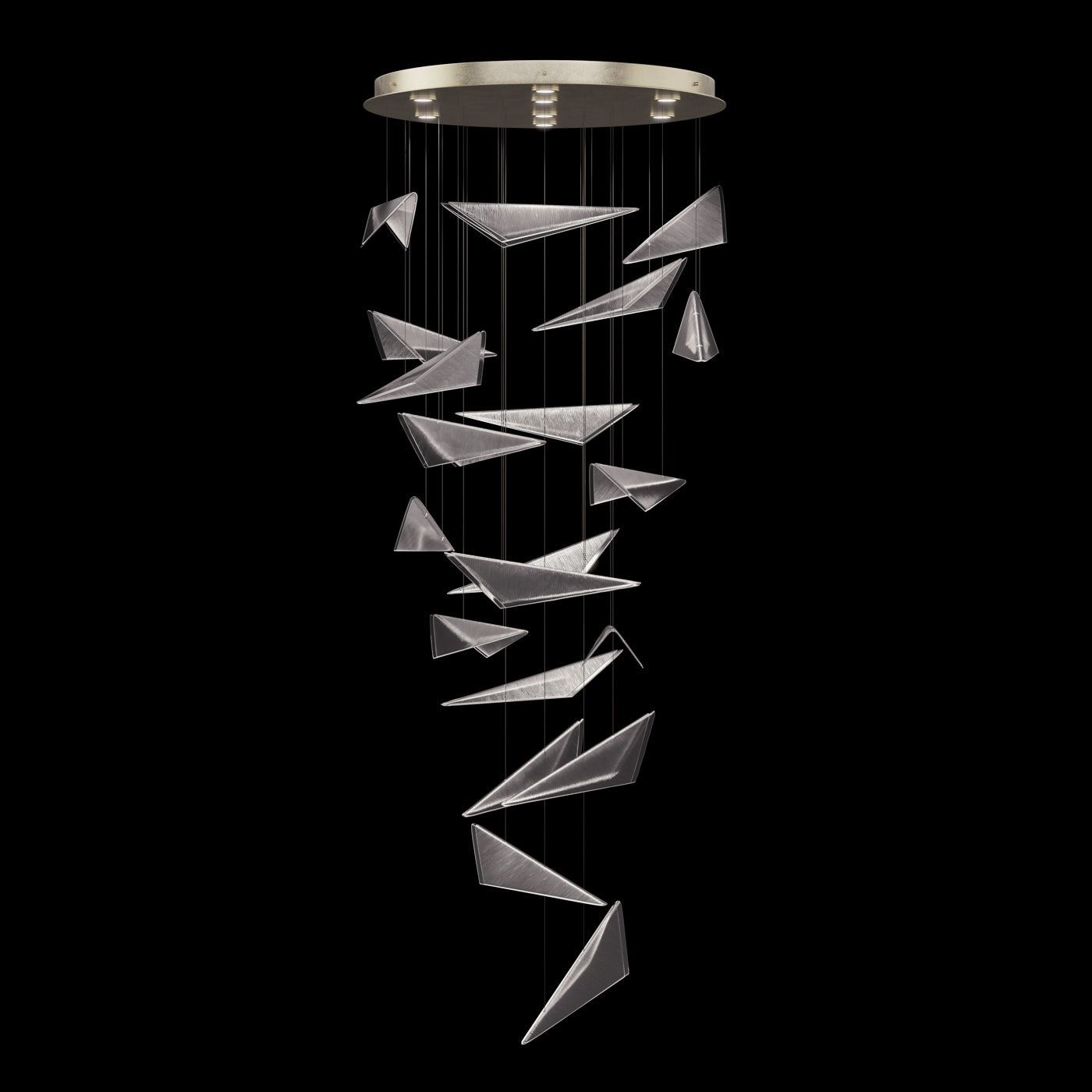 36 Inch Cascading Textured Glass Pendant Light