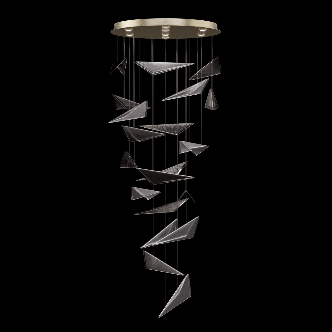36 Inch Cascading Textured Glass Pendant Light