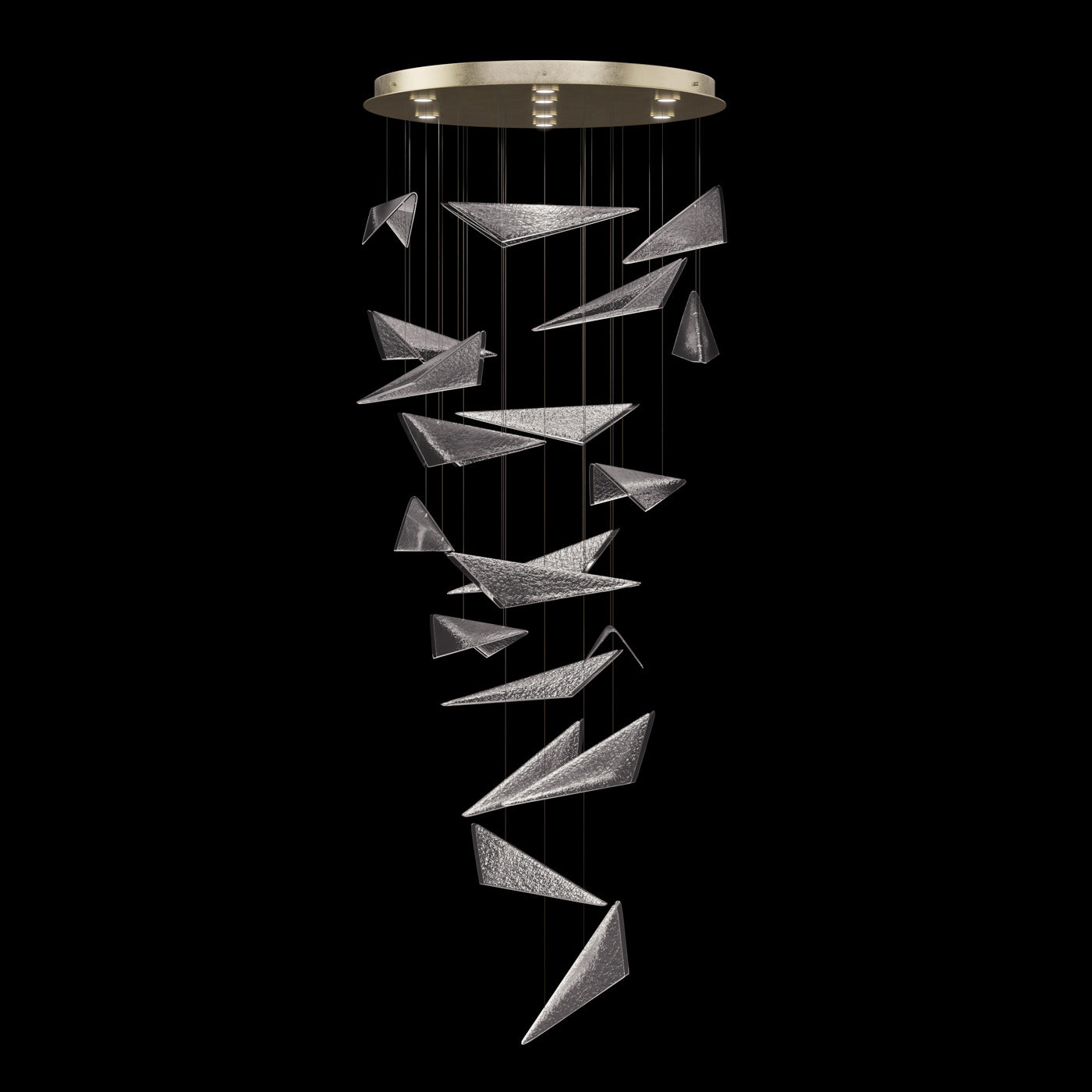 36 Inch Cascading Textured Glass Pendant Light