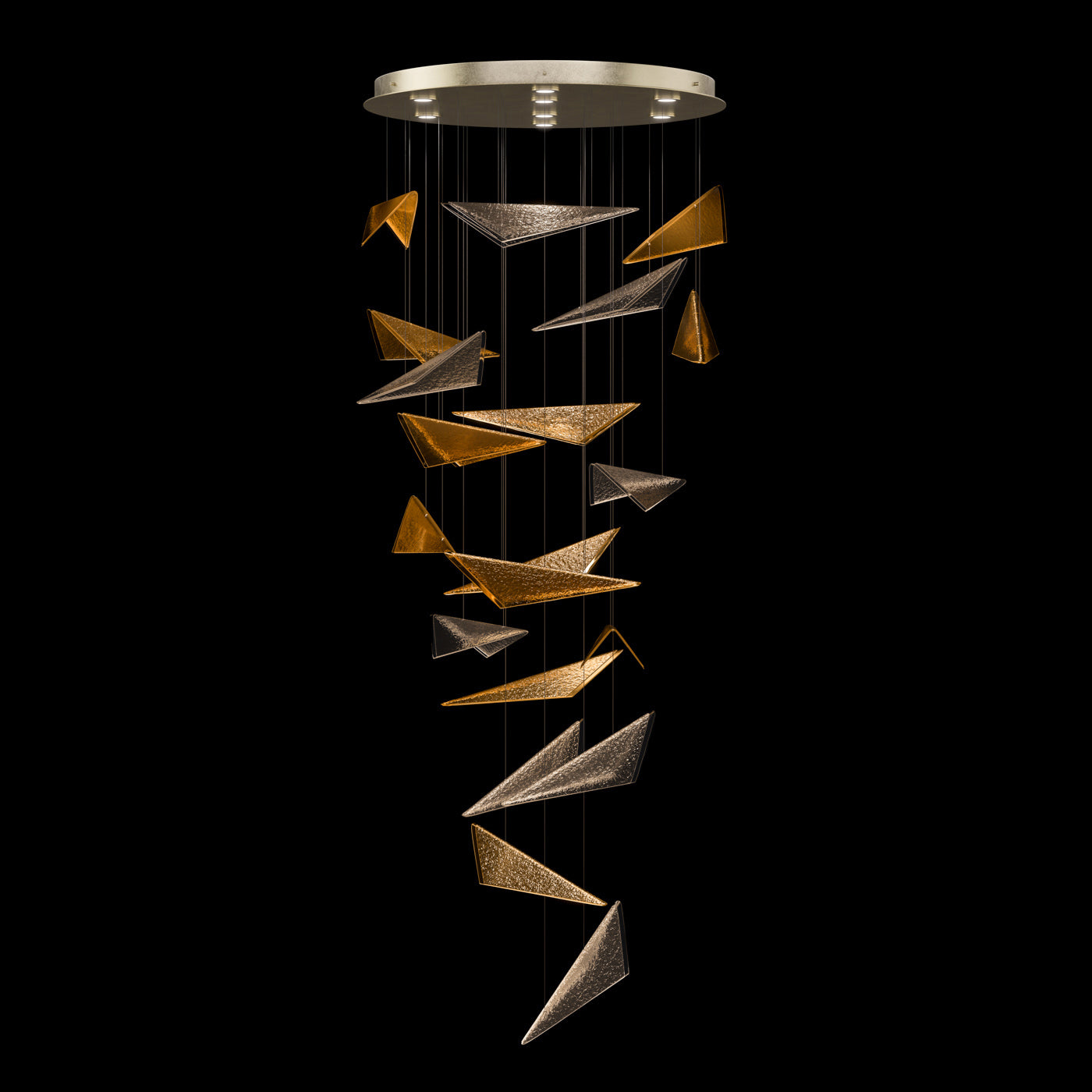 36 Inch Cascading Textured Glass Pendant Light