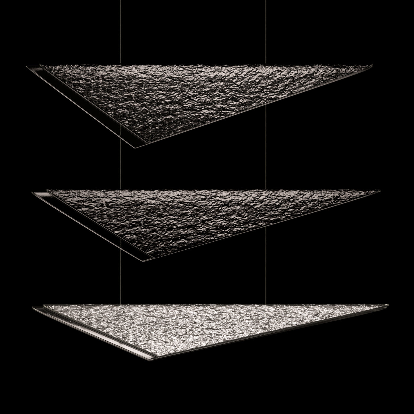 36 Inch Cascading Textured Glass Pendant Light