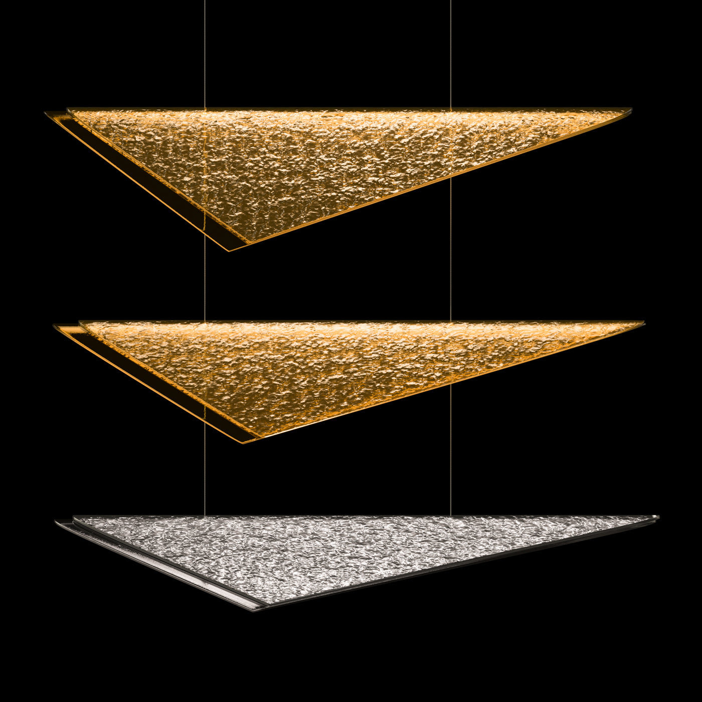 36 Inch Cascading Textured Glass Pendant Light