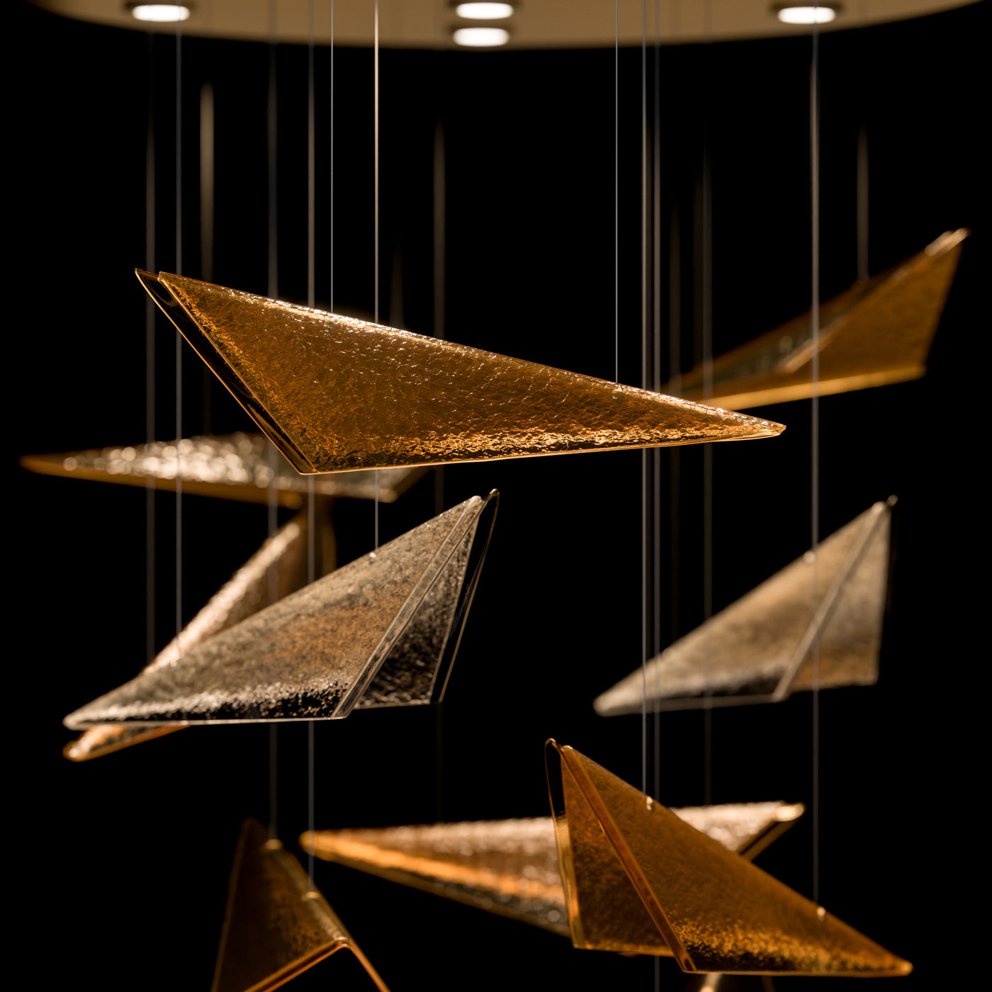 36 Inch Cascading Textured Glass Pendant Light