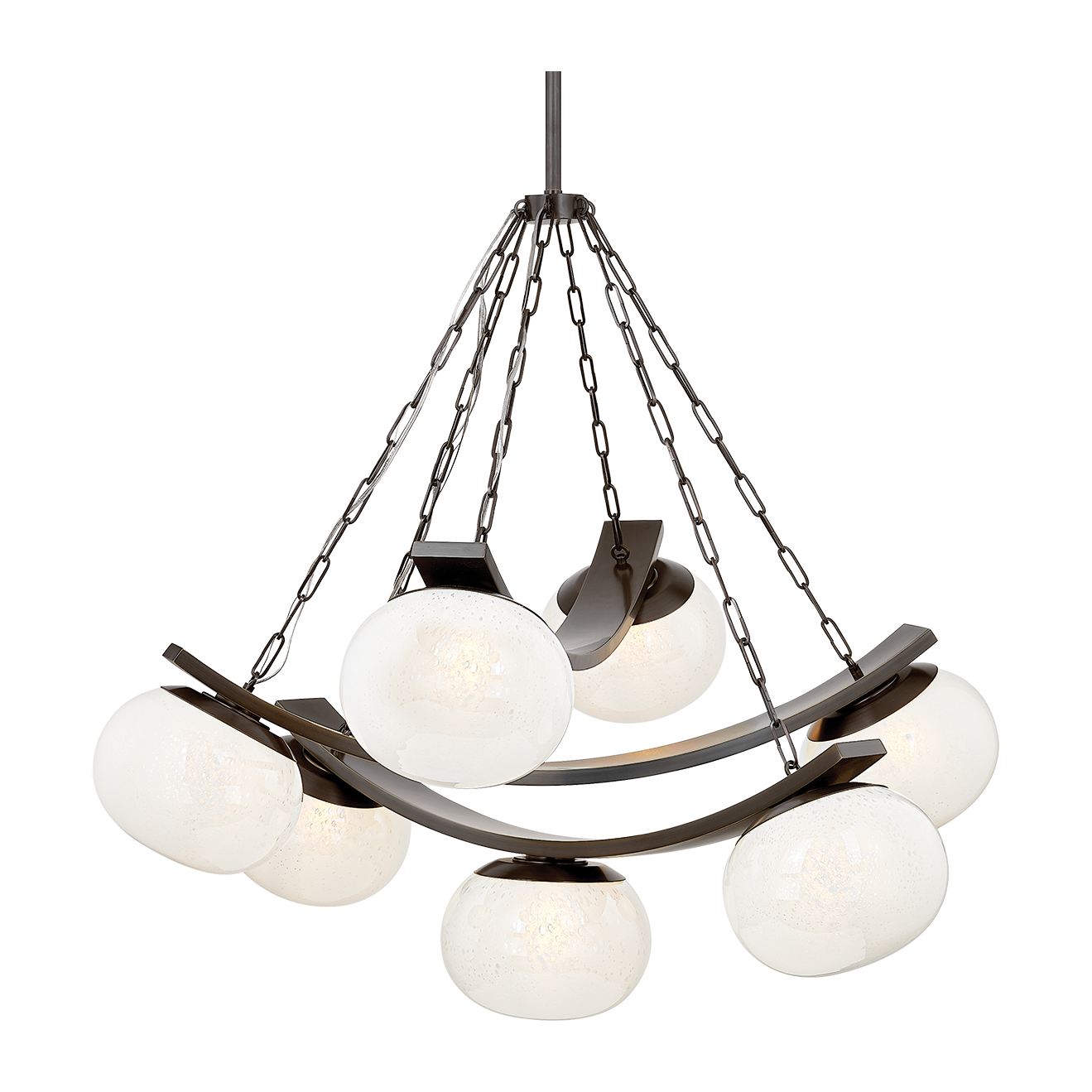 43.75 Inch Seven-Light Seedy Glass Chandelier / Distressed Bronze