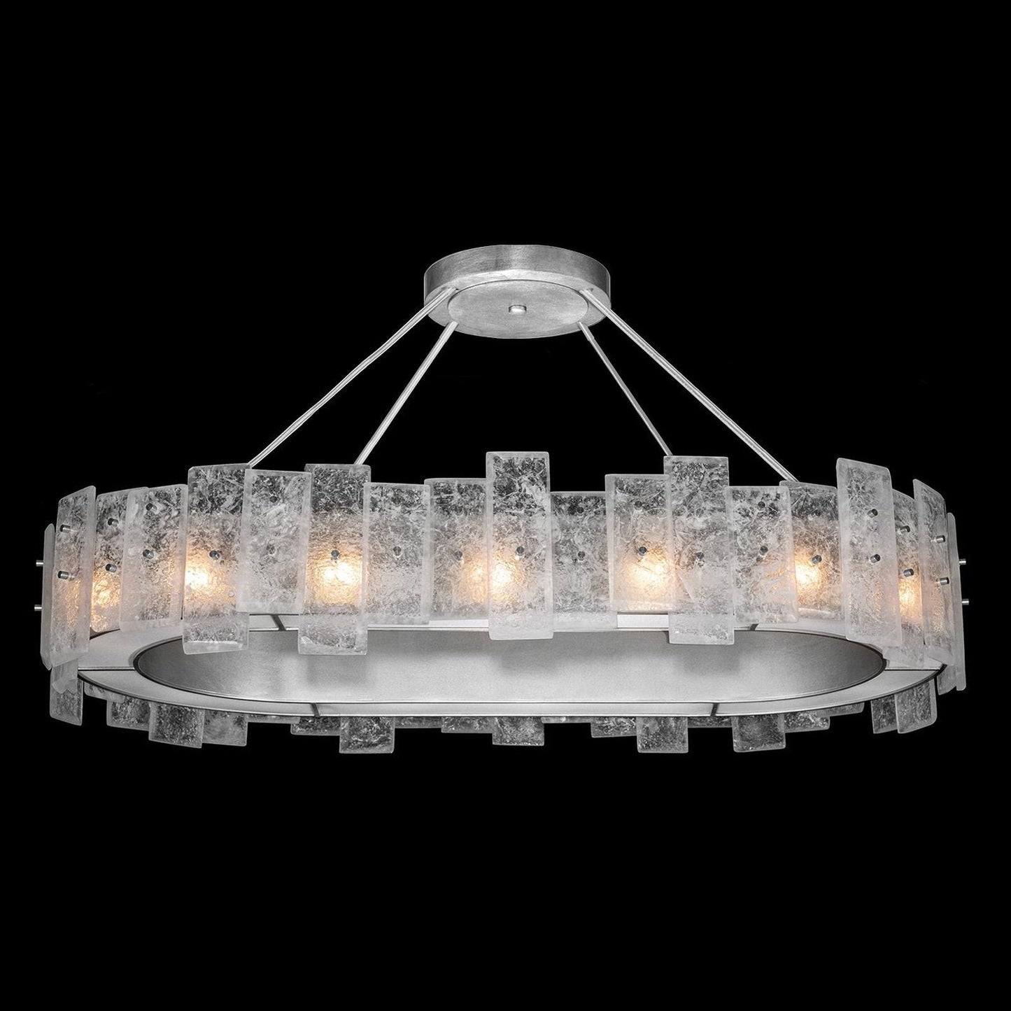 44 Inch Oblong Cast Glass Pendant Light