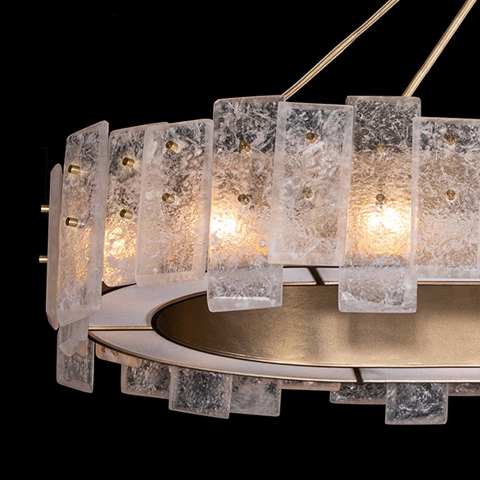 44 Inch Oblong Cast Glass Pendant Light