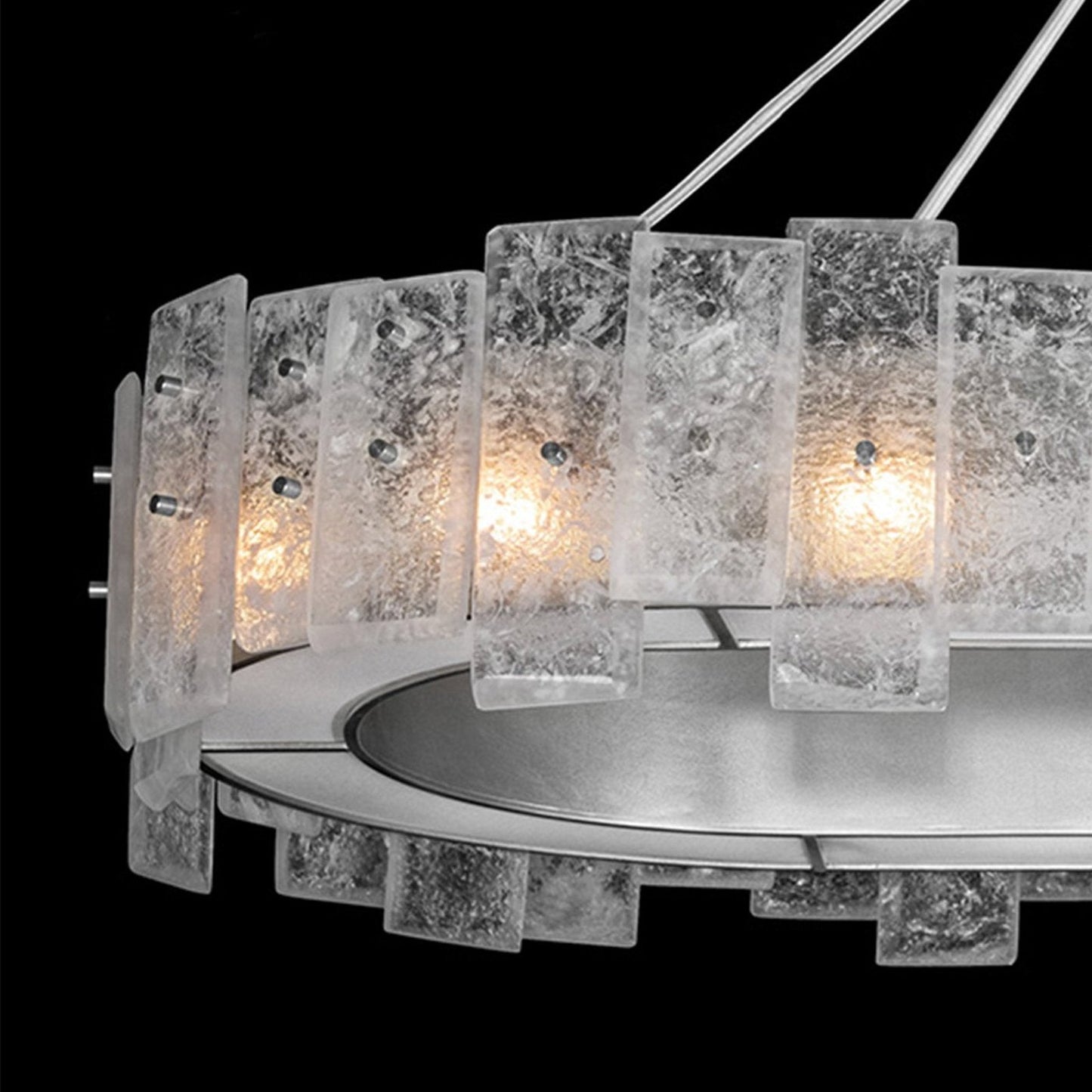 44 Inch Oblong Cast Glass Pendant Light