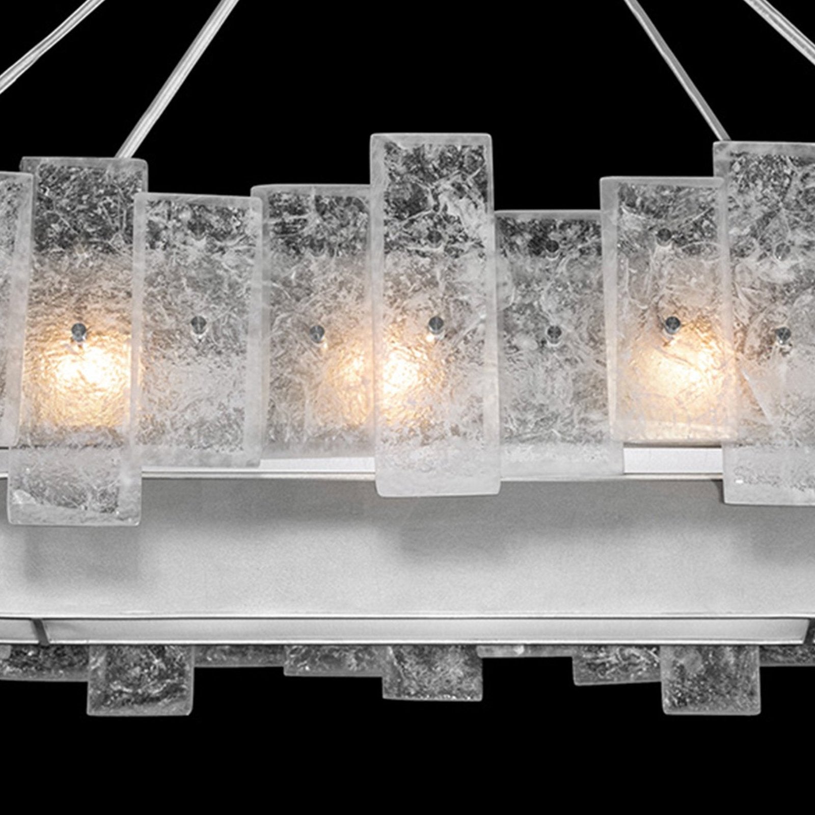 44 Inch Oblong Cast Glass Pendant Light