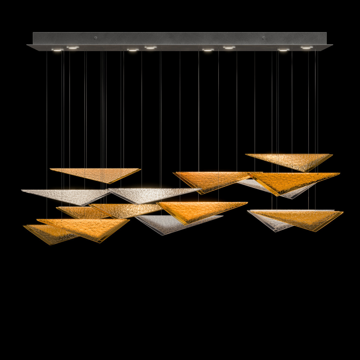 58 Inch Cascading Glass Linear Pendant