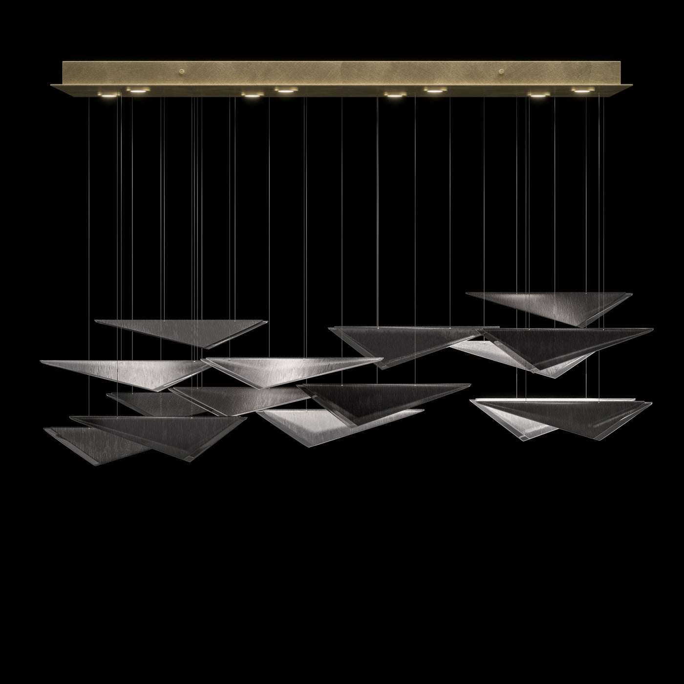 58 Inch Cascading Glass Linear Pendant