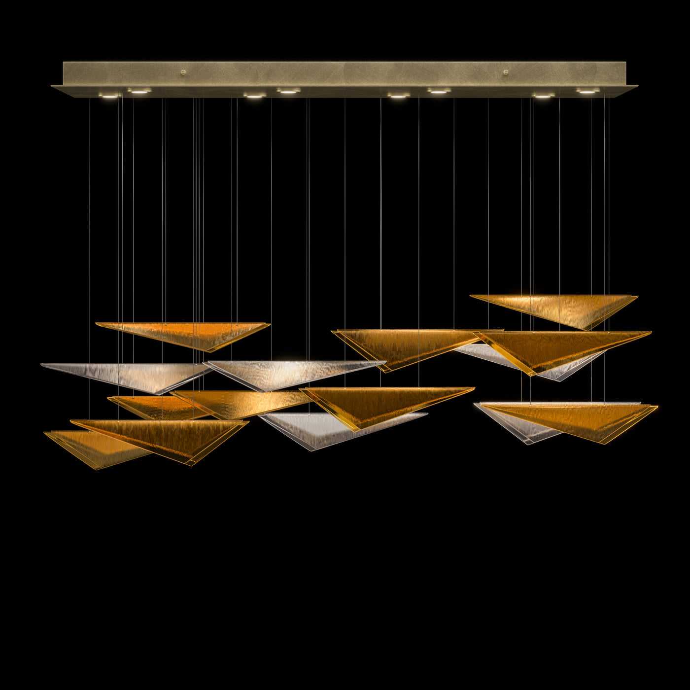 58 Inch Cascading Glass Linear Pendant