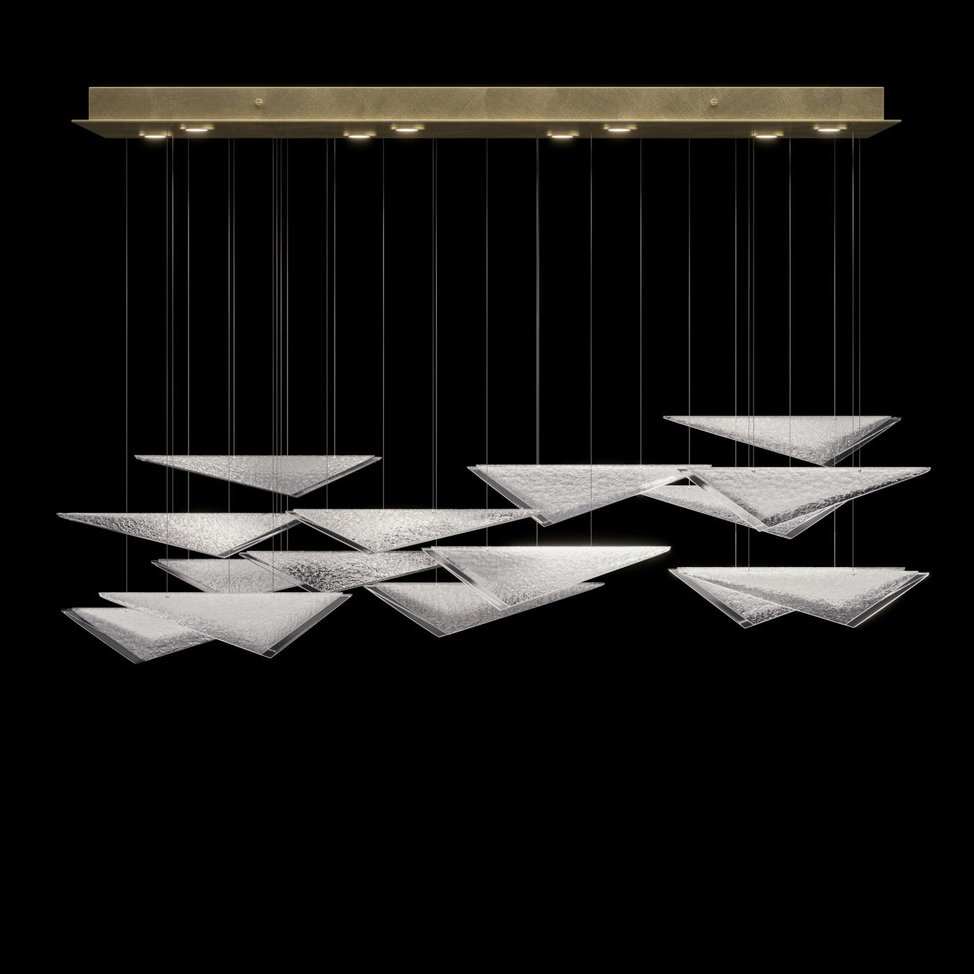 58 Inch Cascading Glass Linear Pendant