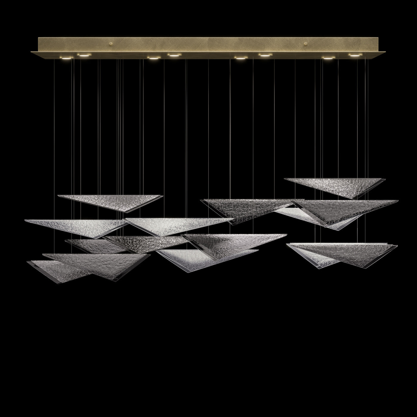 58 Inch Cascading Glass Linear Pendant