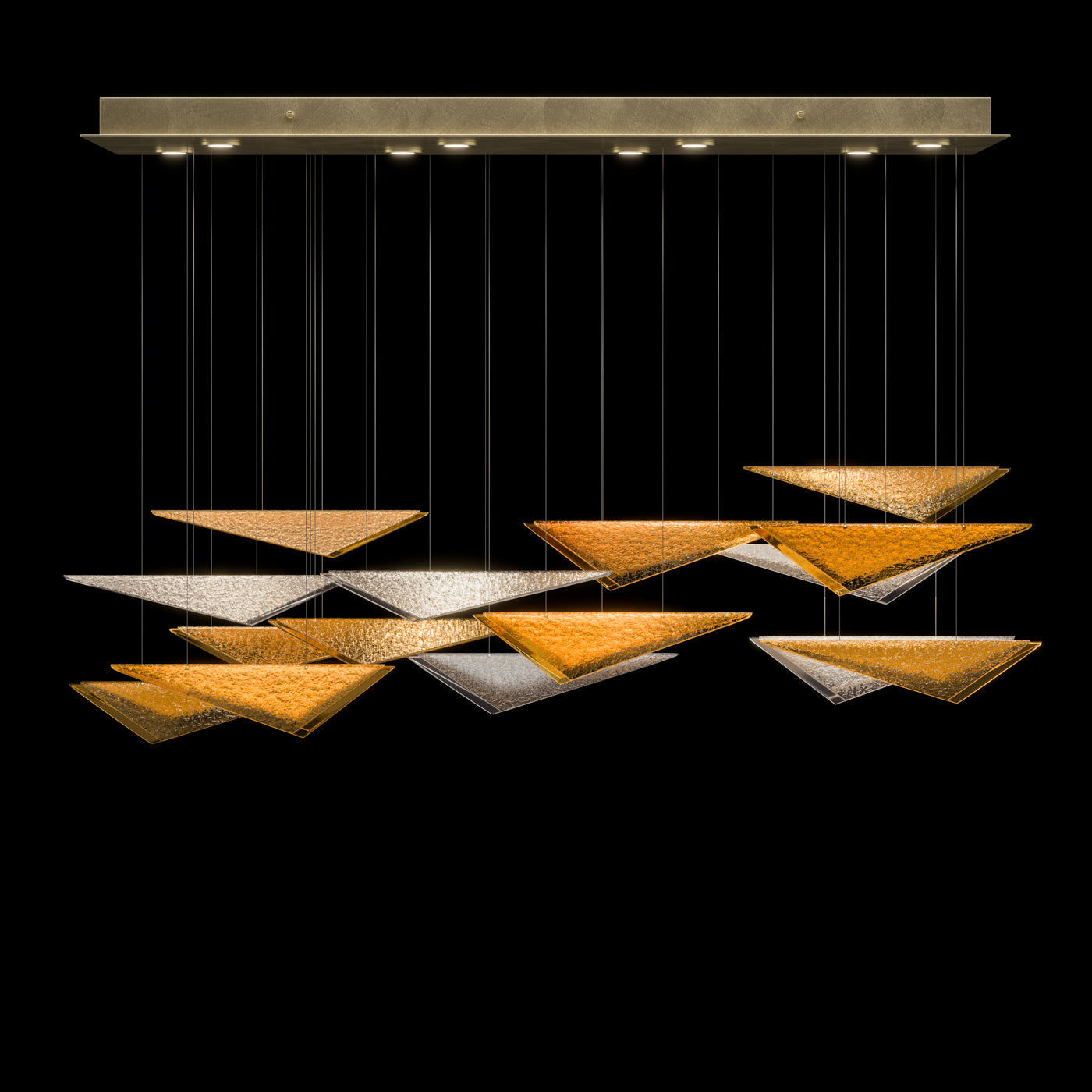 58 Inch Cascading Glass Linear Pendant
