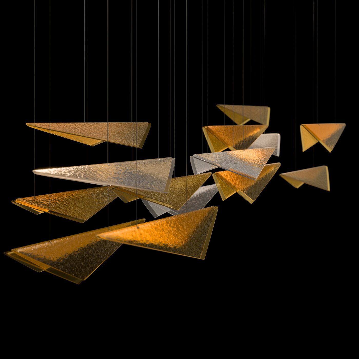 58 Inch Cascading Glass Linear Pendant