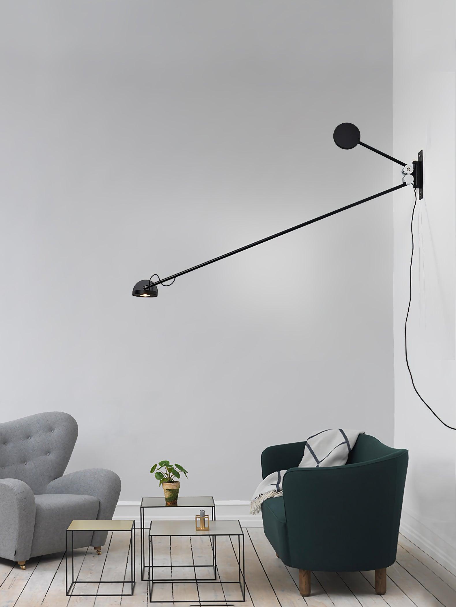 Adjustable Counterweight LED Wall Light / W 48.8″ x H 7.9″ / W 124cm x H 20cm / Black / EU Plug