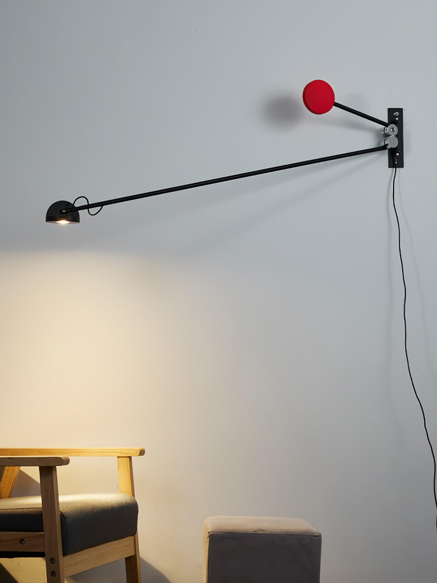 Adjustable Counterweight LED Wall Light / W 48.8″ x H 7.9″ / W 124cm x H 20cm / Black & Red / AU Plug