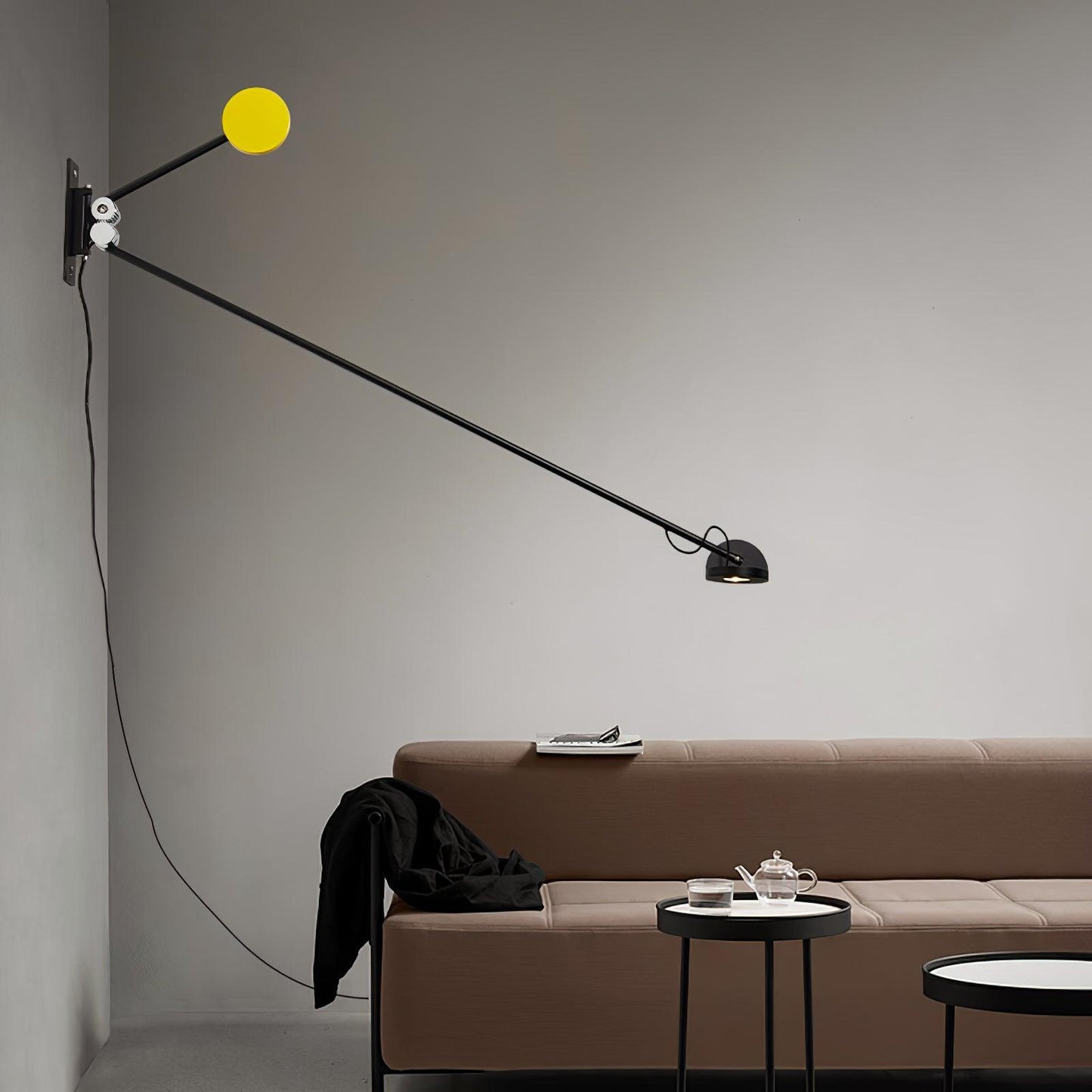 Adjustable Counterweight LED Wall Light / W 48.8″ x H 7.9″ / W 124cm x H 20cm Set of 2 / Black / UK Plug