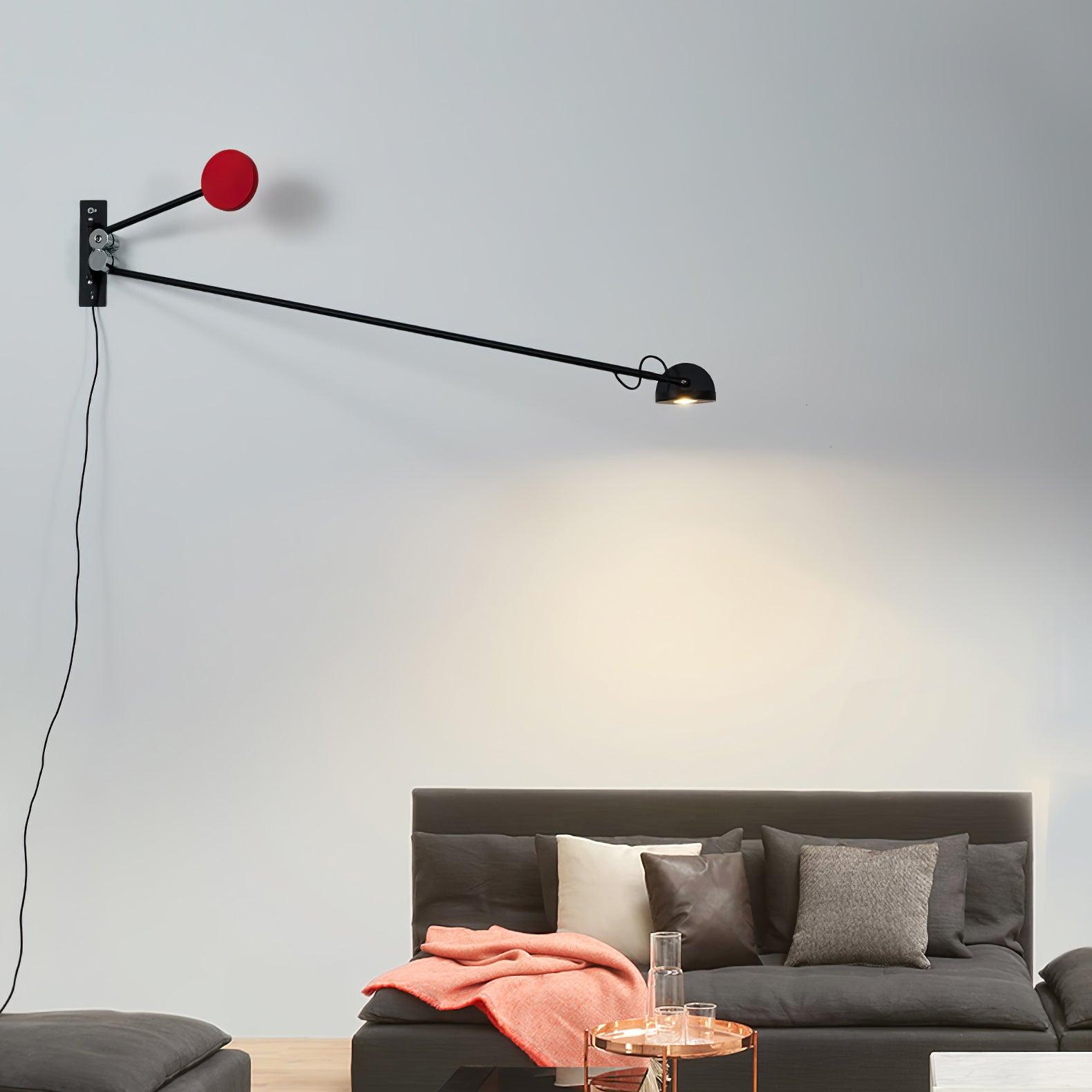 Adjustable Counterweight LED Wall Light / W 48.8″ x H 7.9″ / W 124cm x H 20cm Set of 2 / Black & Red / EU Plug