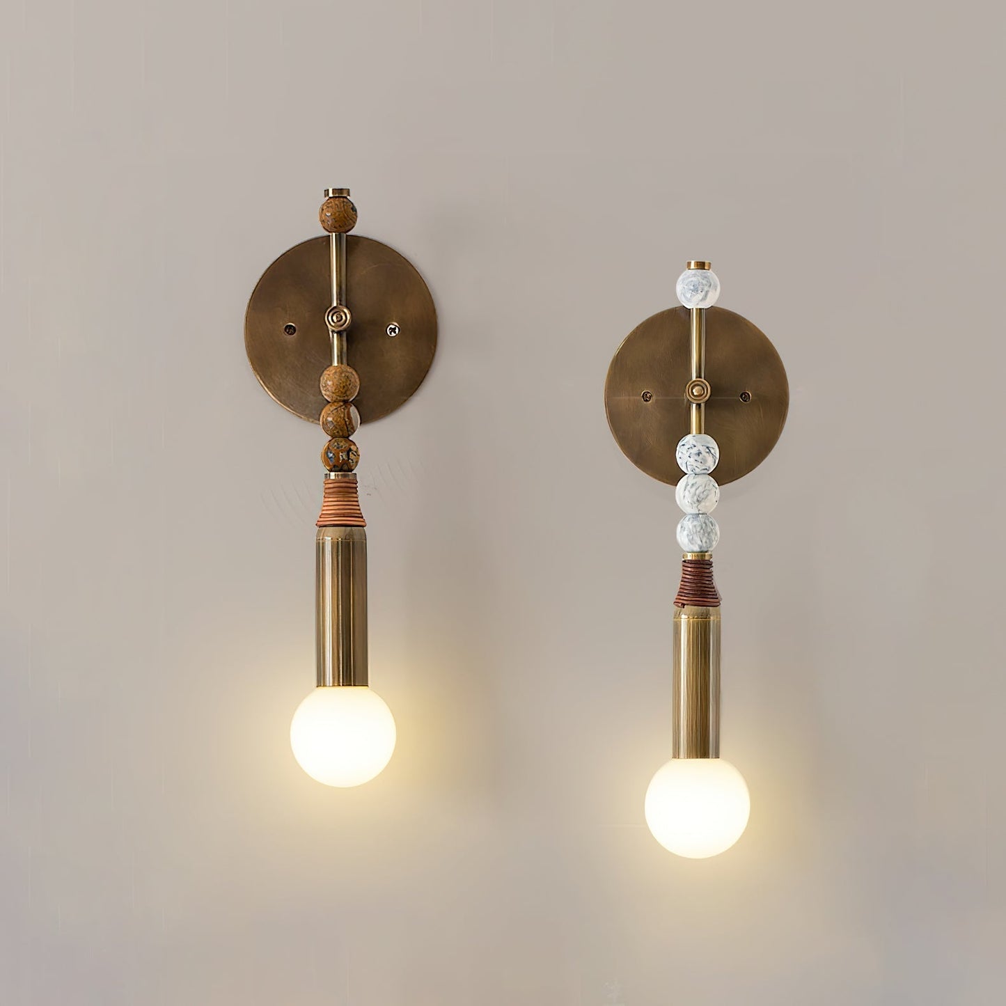 Antique Brass and Marble Statement Wall Light