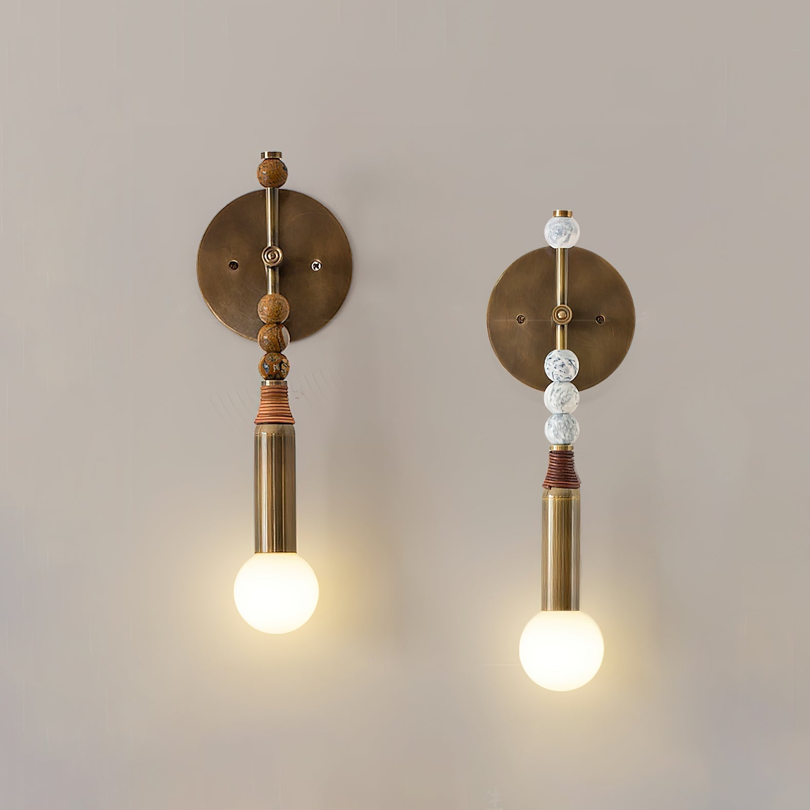 Antique Brass and Marble Statement Wall Light