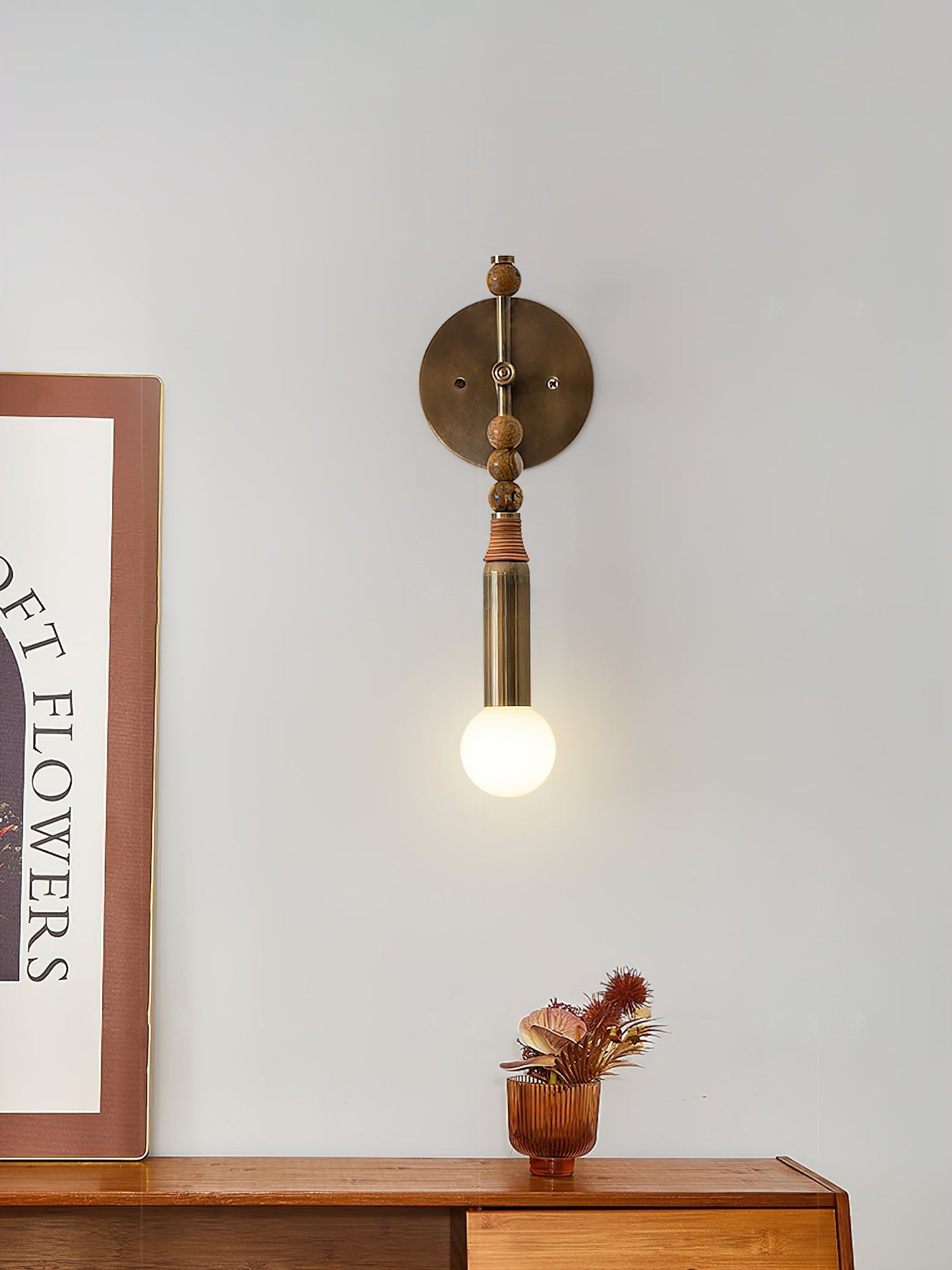 Antique Brass and Marble Statement Wall Light