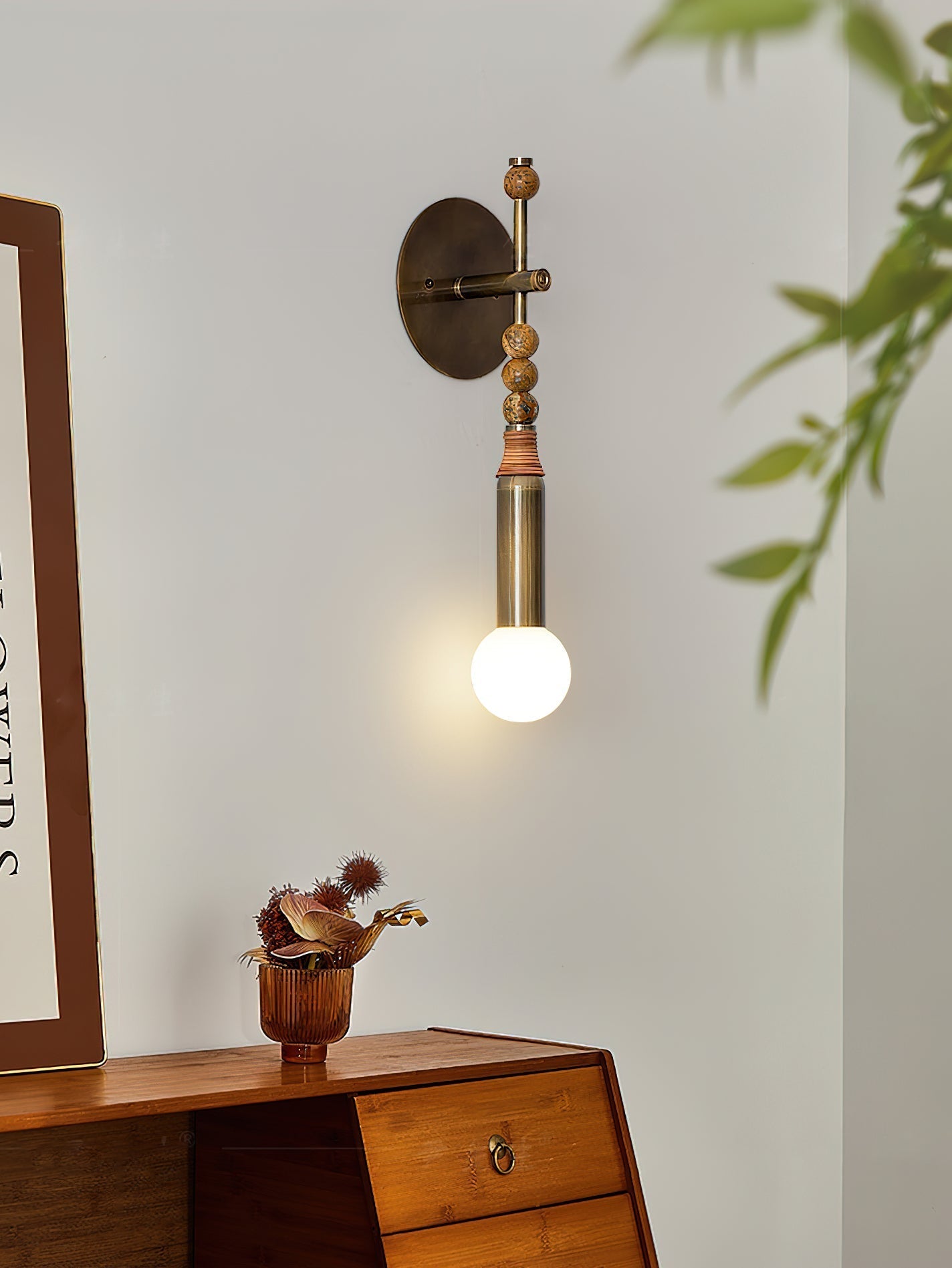 Antique Brass and Marble Statement Wall Light