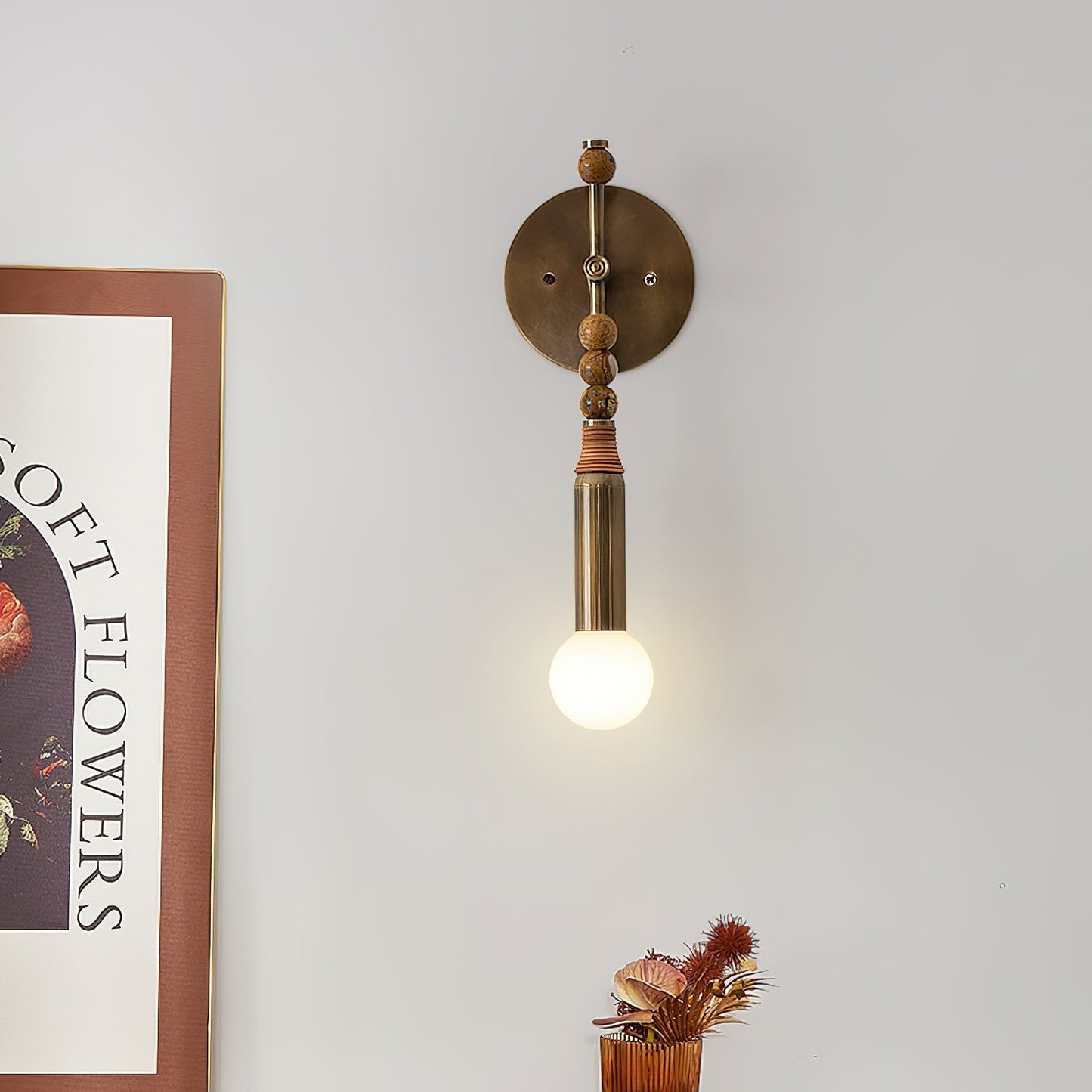 Antique Brass and Marble Statement Wall Light