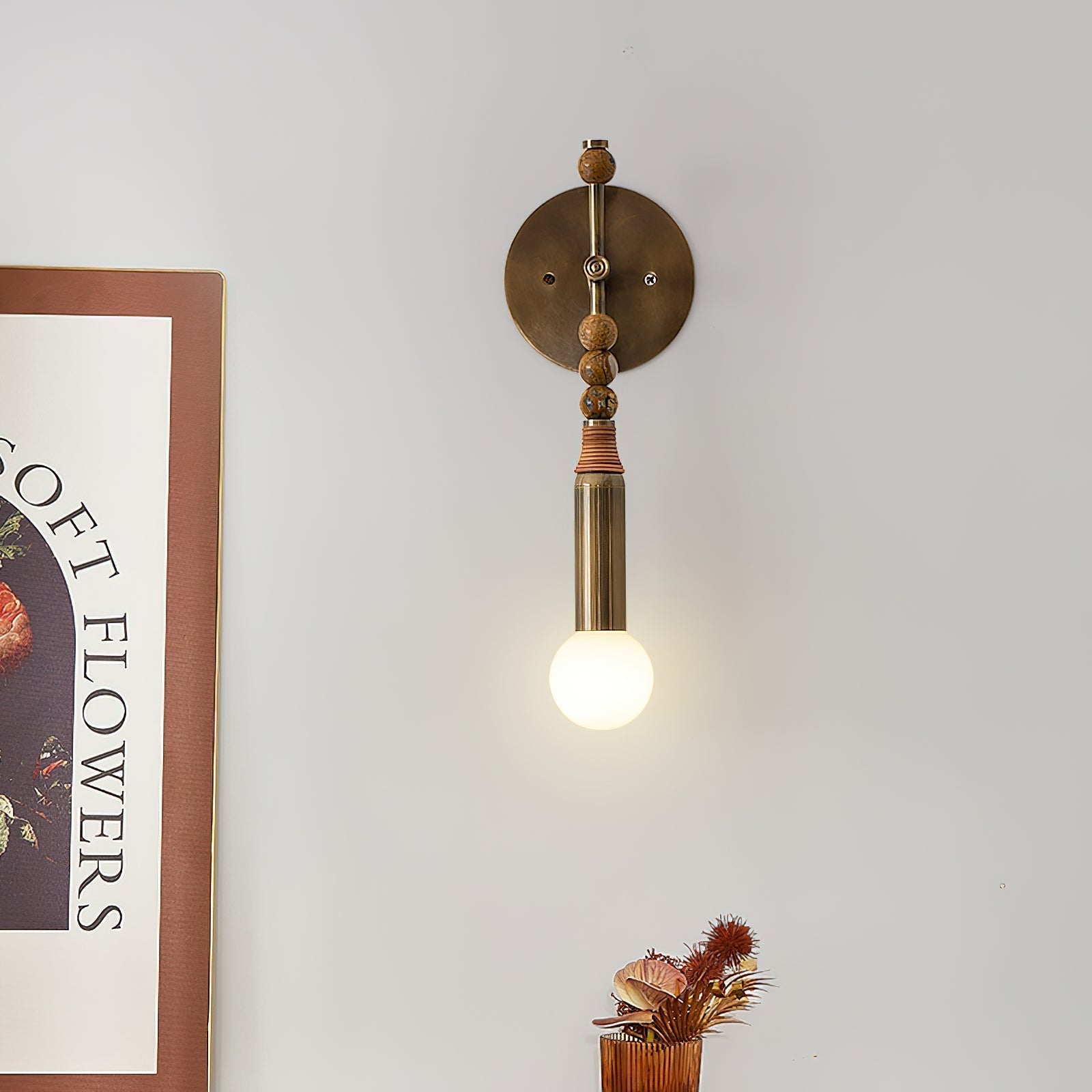Antique Brass and Marble Statement Wall Light