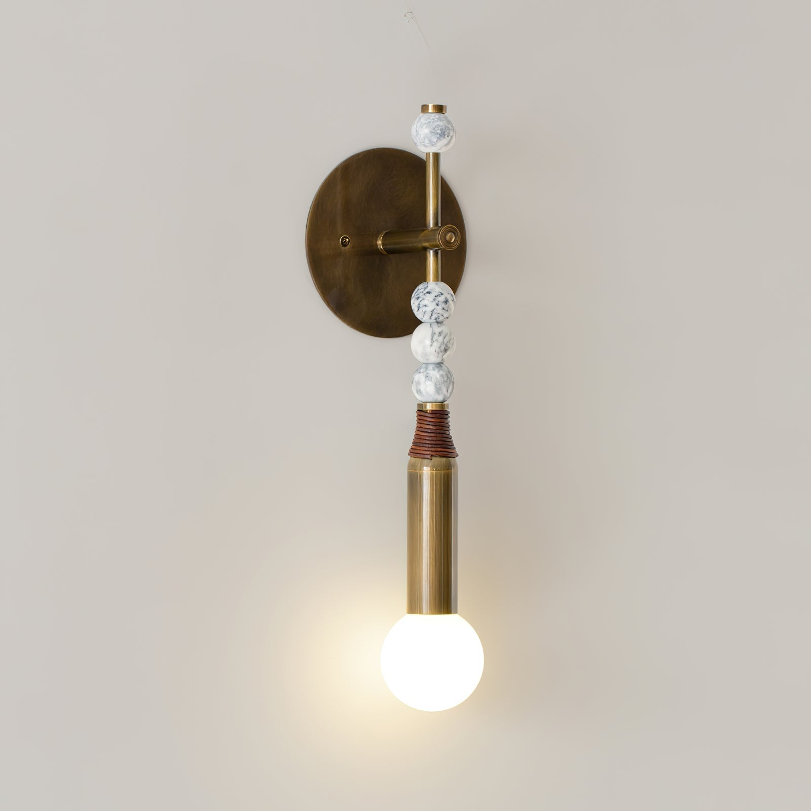 Antique Brass and Marble Statement Wall Light