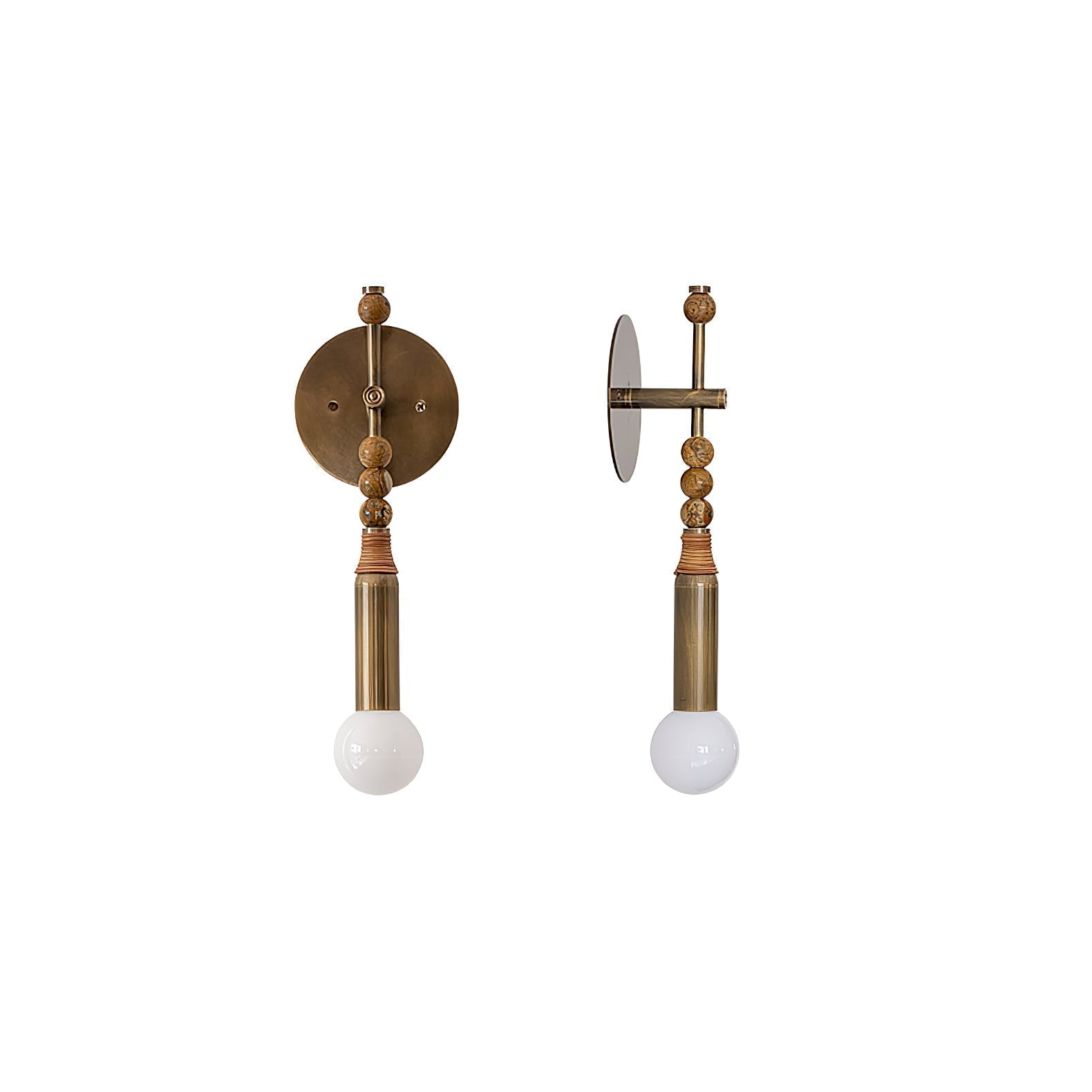Antique Brass and Marble Statement Wall Light