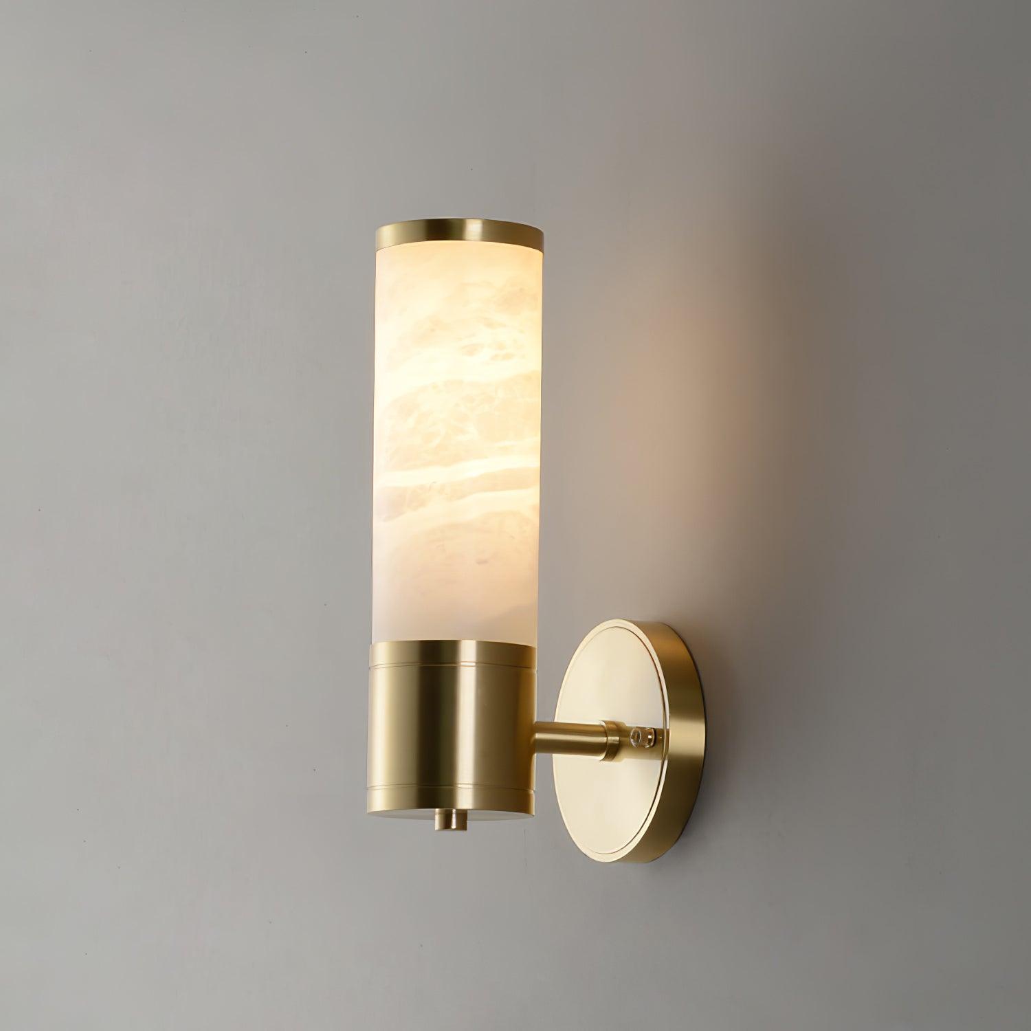 Antique Brass Double Alabaster Wall Light
